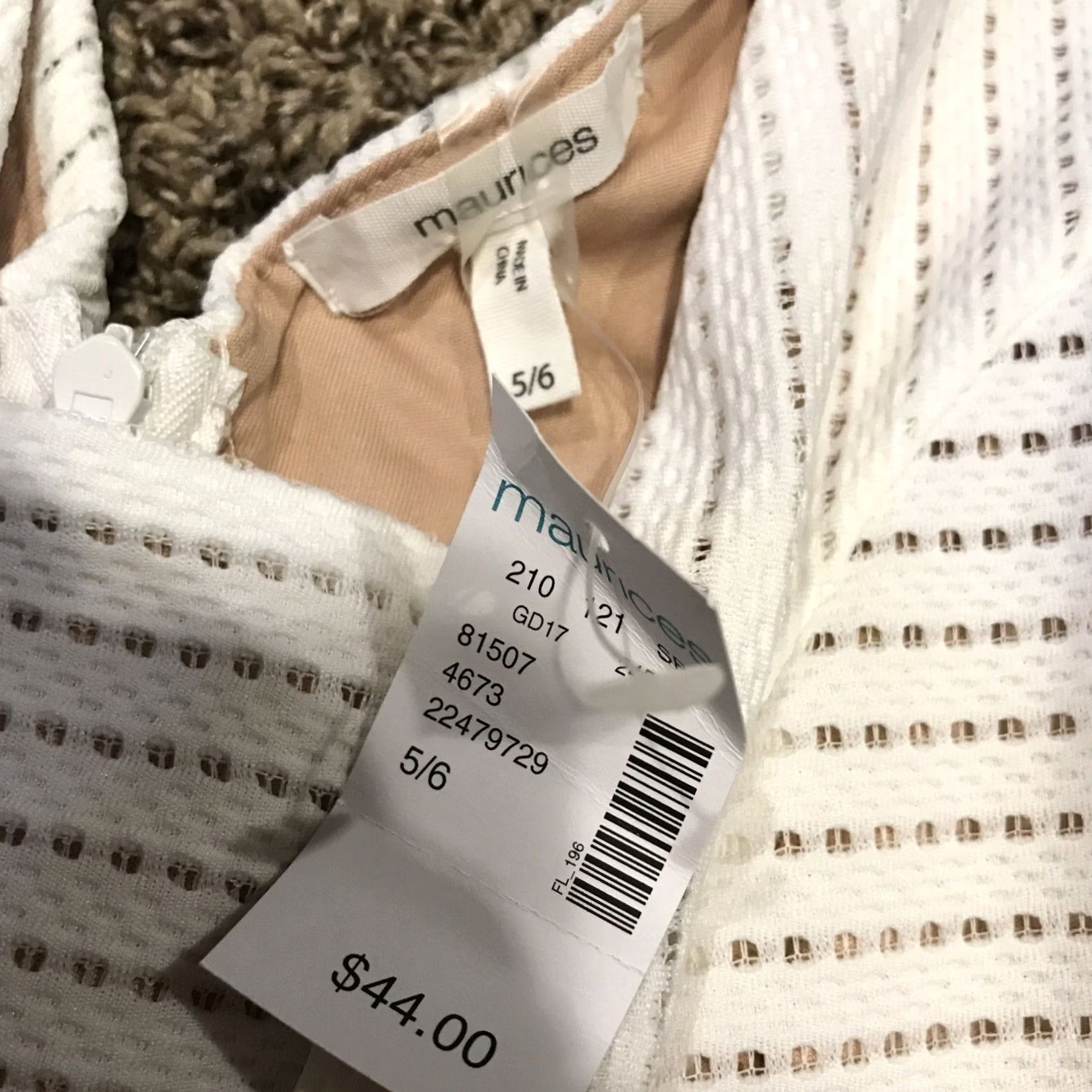 Vintage Maurices Dress Woman A-Line Sleeveless White Polyester Blend Knit Square Neck Knee Length Lined Sheer NWT 5/6 Size S / US 4 / IT 40 - 2 Thumbnail