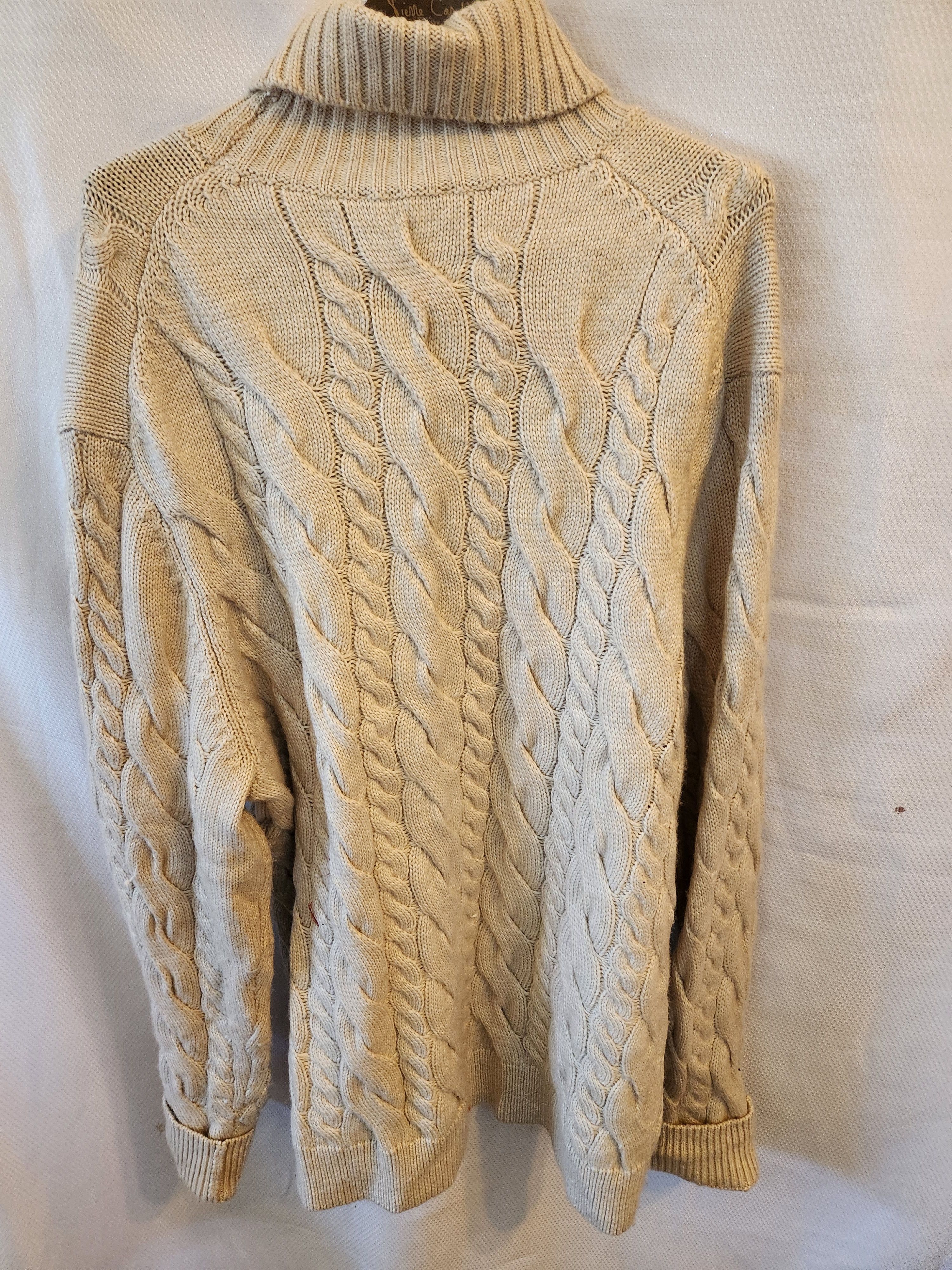 Express Unisex Cable Knit Wool Blend Oversize Turtleneck Sweater Size US XL / EU 56 / 4 - 2 Thumbnail