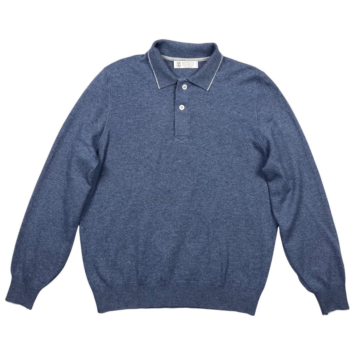 Brunello Cucinelli Brunello Cucinelli Cashmere Button Polo Sweater Blue Size US M / EU 48-50 / 2 - 1 Thumbnail