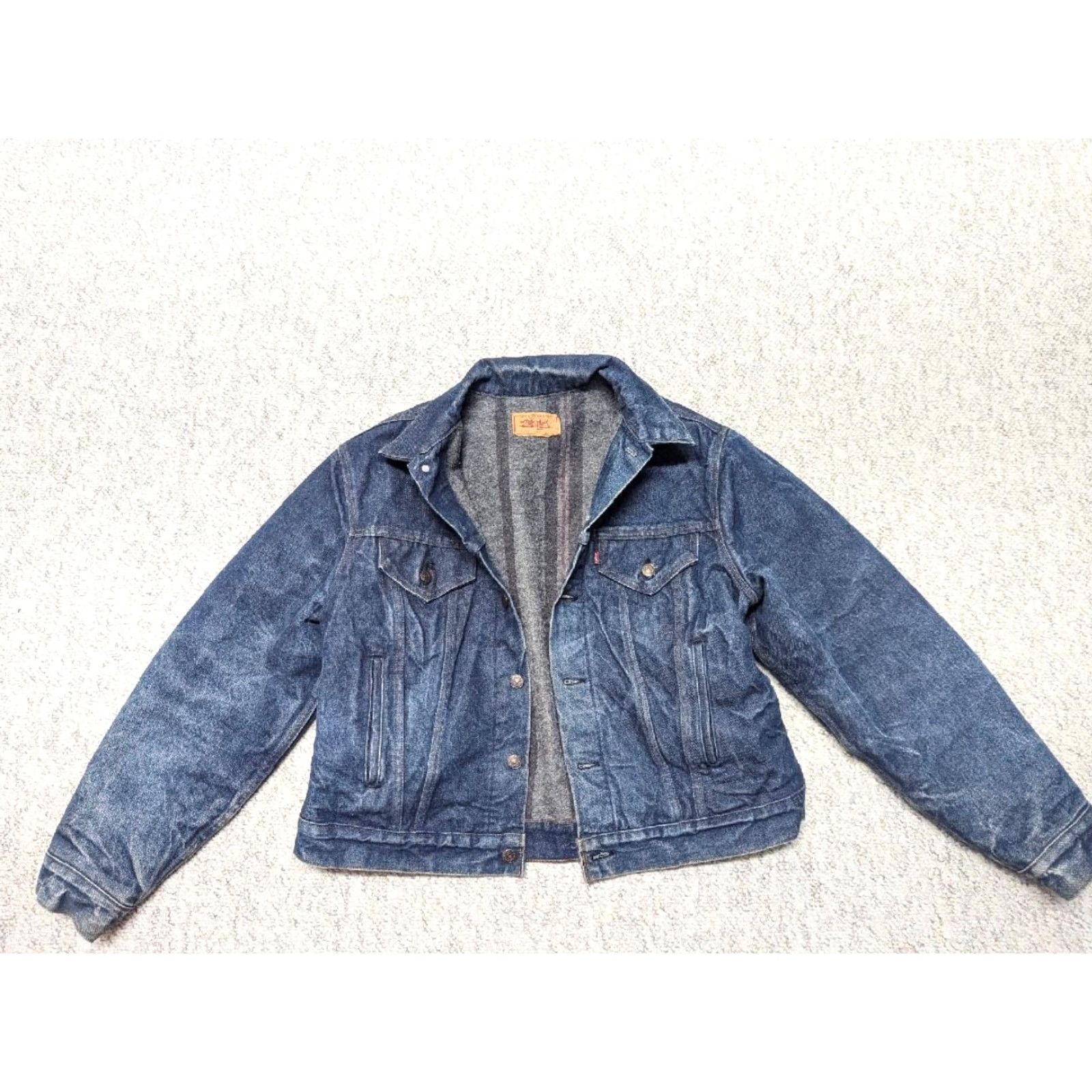 Levi's VINTAGE LEVIS jean jacket 48 indigo blue BLANKET LINED USA made troy DENIM stiff Size US 36 / EU 52 - 2 Thumbnail
