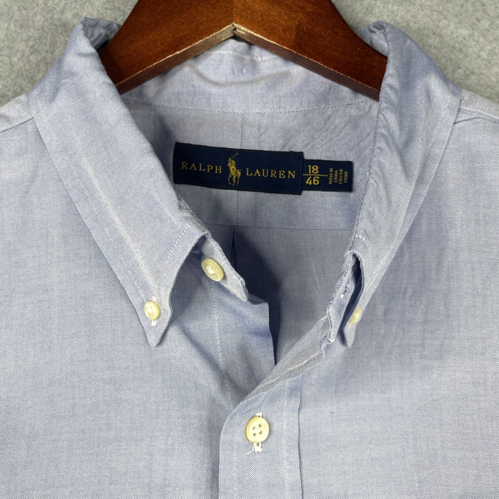 Ralph Lauren Ralph Lauren Shirt Dress Shirt Button-Down Long Sleeve Mens 18 Light Blue Navy Pony Casual Button Up Regular Cotton Wool? (Oops) Size US XXL / EU 58 / 5 - 4 Thumbnail
