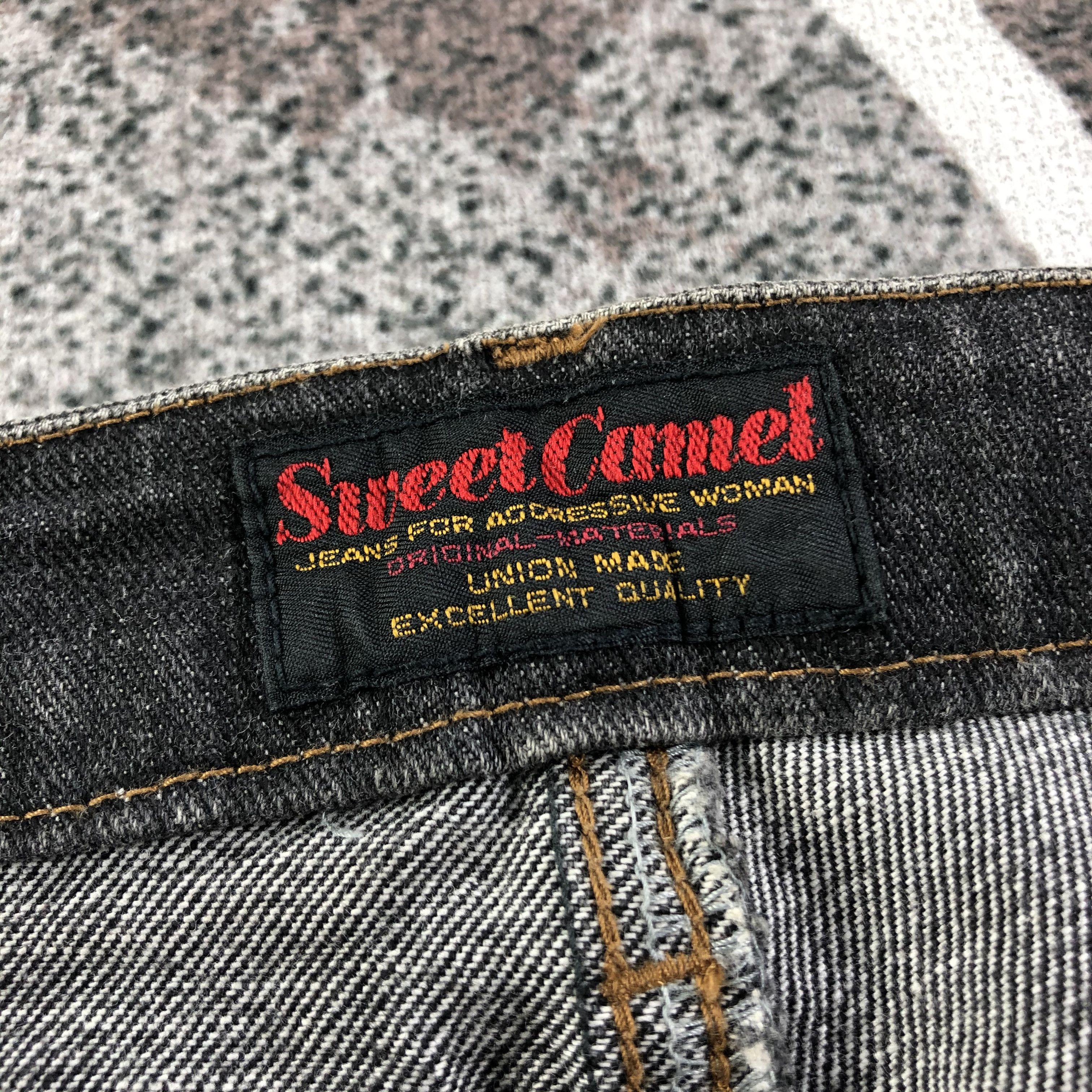 Japanese Brand Sweet Camel Jeans Faded Black Flare Denim KJ1736 Size 28" / US 6 / IT 42 - 7 Thumbnail