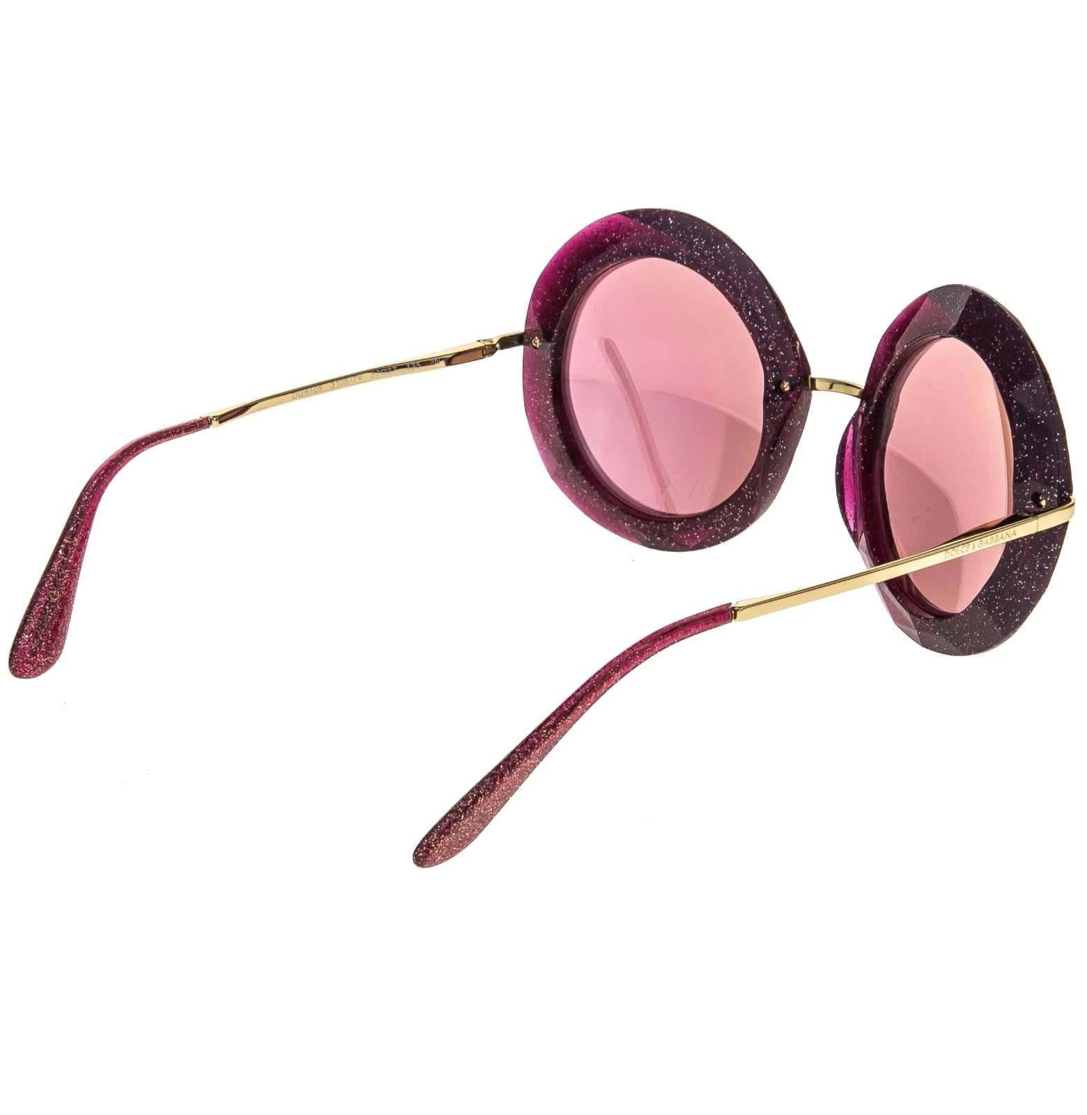 Dolce & Gabbana Dolce & Gabbana DG6105 6105 Fuchsia Glitter Round Sunglass Size ONE SIZE - 6 Thumbnail