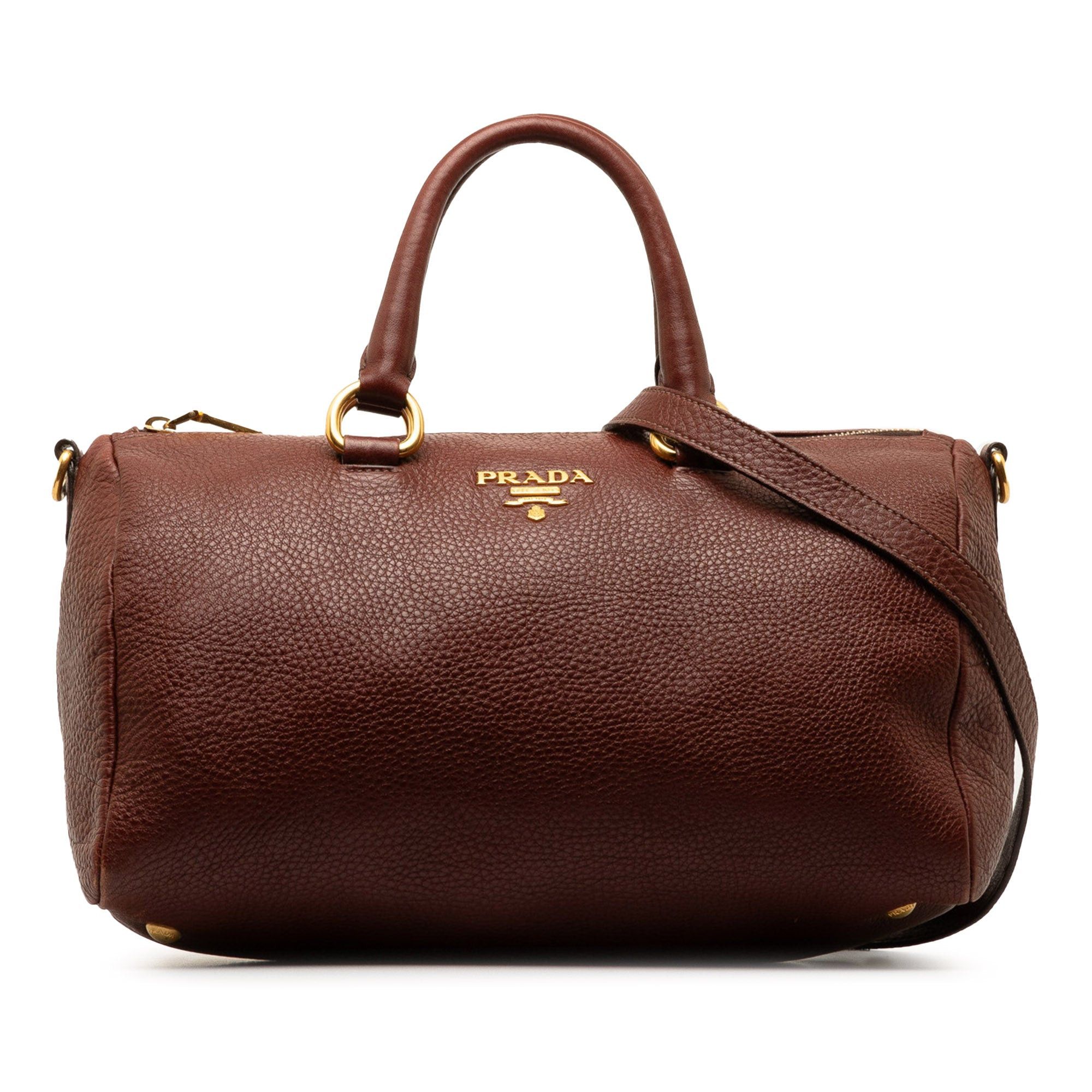 image of Prada Vitello Daino Satchel in Brown, Women's