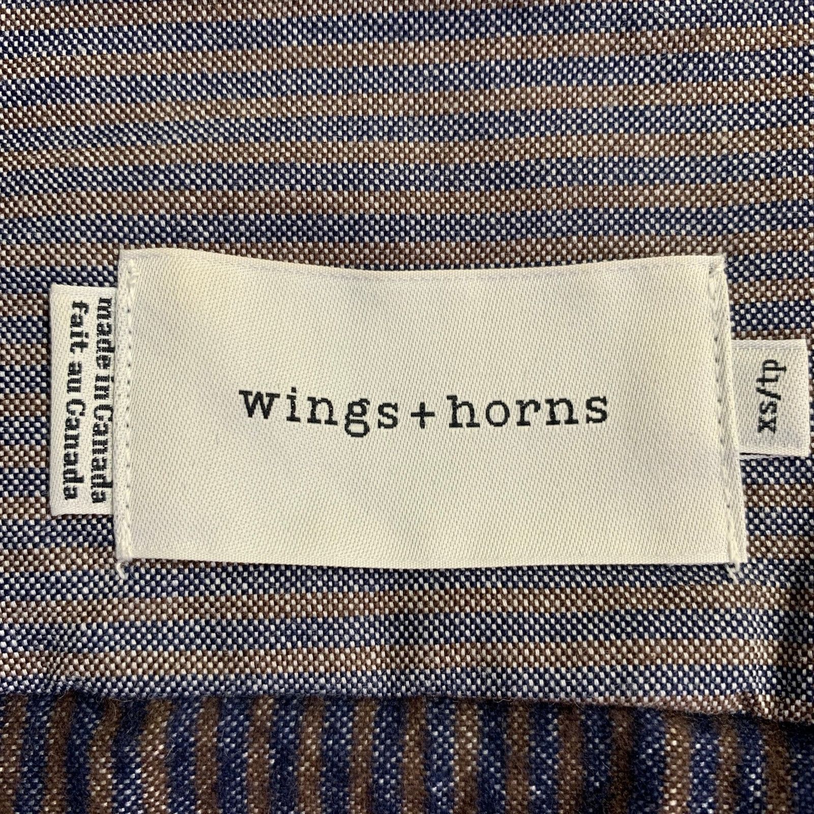 Wings + Horns Yellow Charcoal Stripe Cotton One Pocket Long Sleeve Shirt Size US XS / EU 42 / 0 - 7 Thumbnail