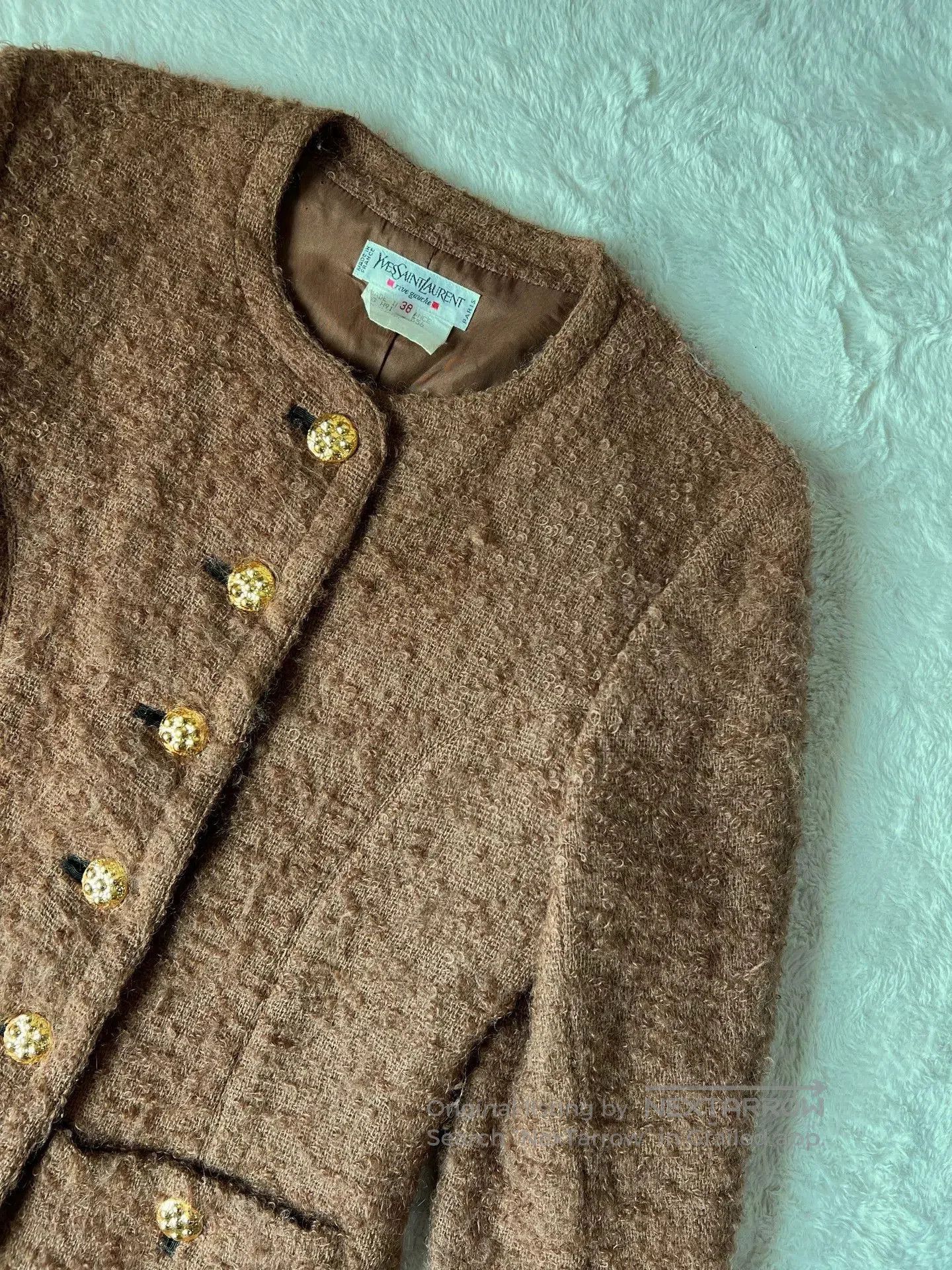 Saint Laurent Paris Vintage YSL Brown Wool Jacket with Gold Buttons. Size S / US 4 / IT 40 - 3 Thumbnail