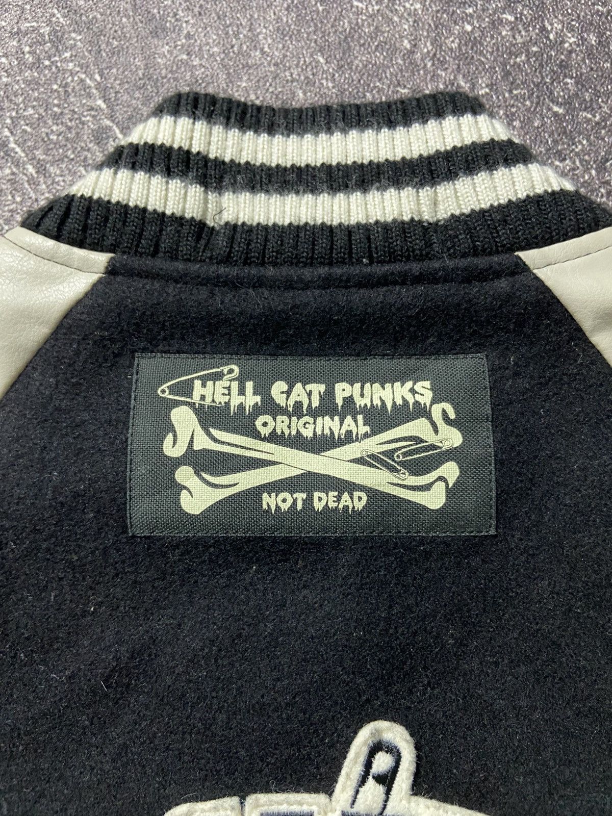 Japanese Brand Hell cat punk leather wool varsity jacket Size US S / EU 44-46 / 1 - 11 Thumbnail