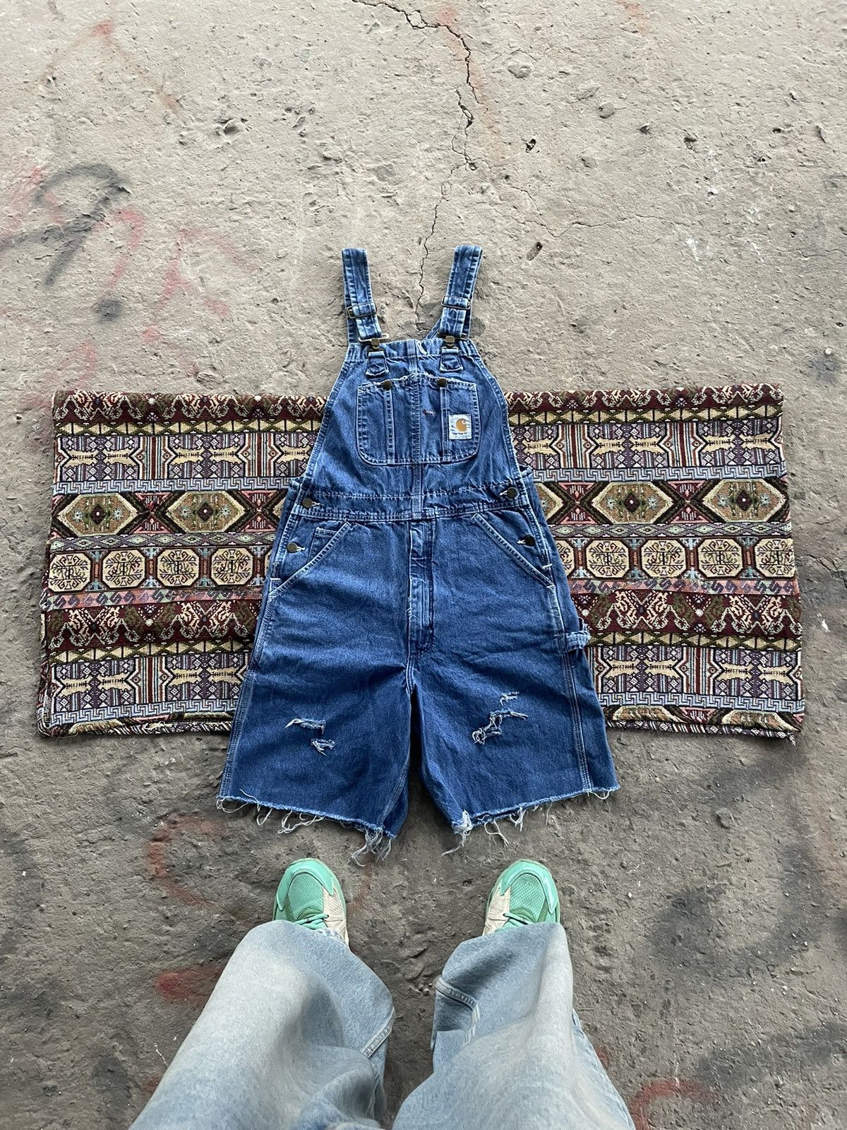 VINTAGE CARHARTT COVERALL SHORTS DISTRESSED