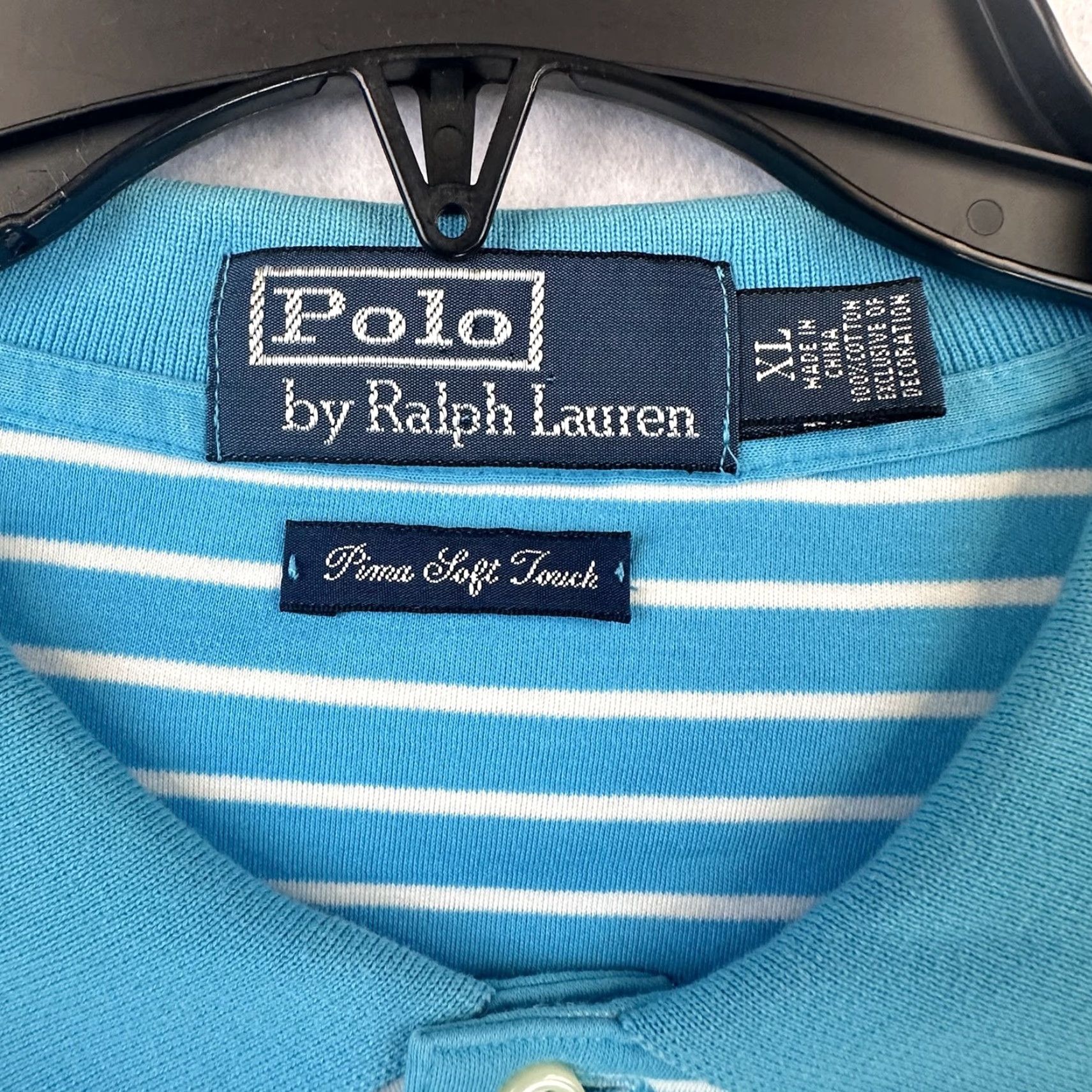Polo Ralph Lauren Polo Shirt Mens XL Polo Ralph Lauren Striped Blue White Pima Soft Touch Casual Size US XL / EU 56 / 4 - 5 Thumbnail