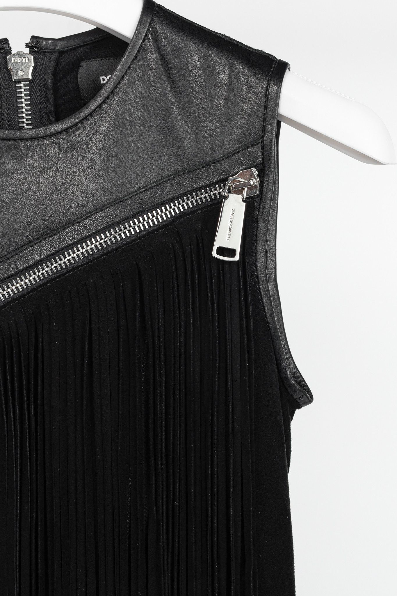 Dsquared2 Dsquared2 PF/15 Black Suede-Fringe Sleeveless Mini Dress Size XS / US 0-2 / IT 36-38 - 5 Thumbnail