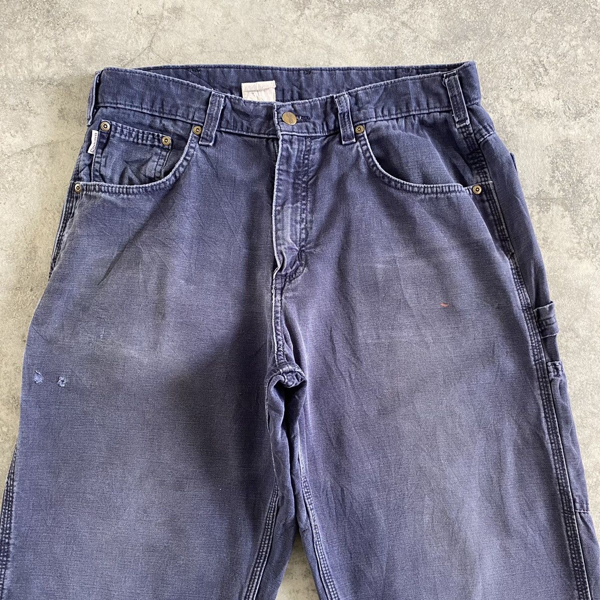Carhartt Vintage Carhartt Faded Navy Blue Carpenter Work Pants Size US 33 - 8 Thumbnail