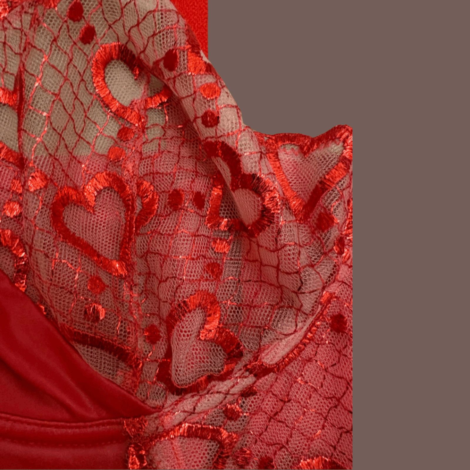 Rihanna Lace Corset Savage X Fenty Red Hearts |Y2K Coquette Lingerie Size XXL / US 16-18 / IT 52-54 - 4 Thumbnail