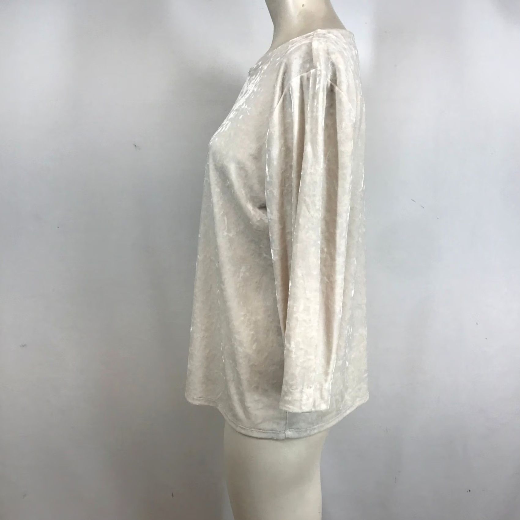 J. Jill J. Jill Womens Champagne Velvet Scoop Neck Blouse Top Medium Size M / US 6-8 / IT 42-44 - 6 Thumbnail
