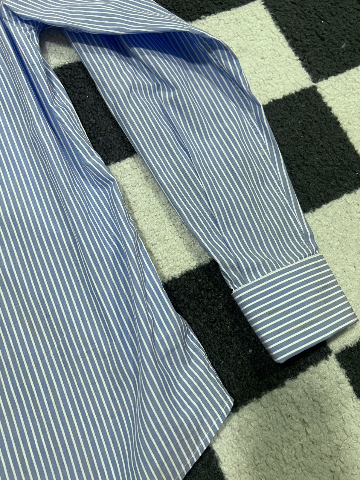 Yves Saint Laurent Yves Saint Laurent Striped Blue Dress Shirt Size US S / EU 44-46 / 1 - 12 Thumbnail