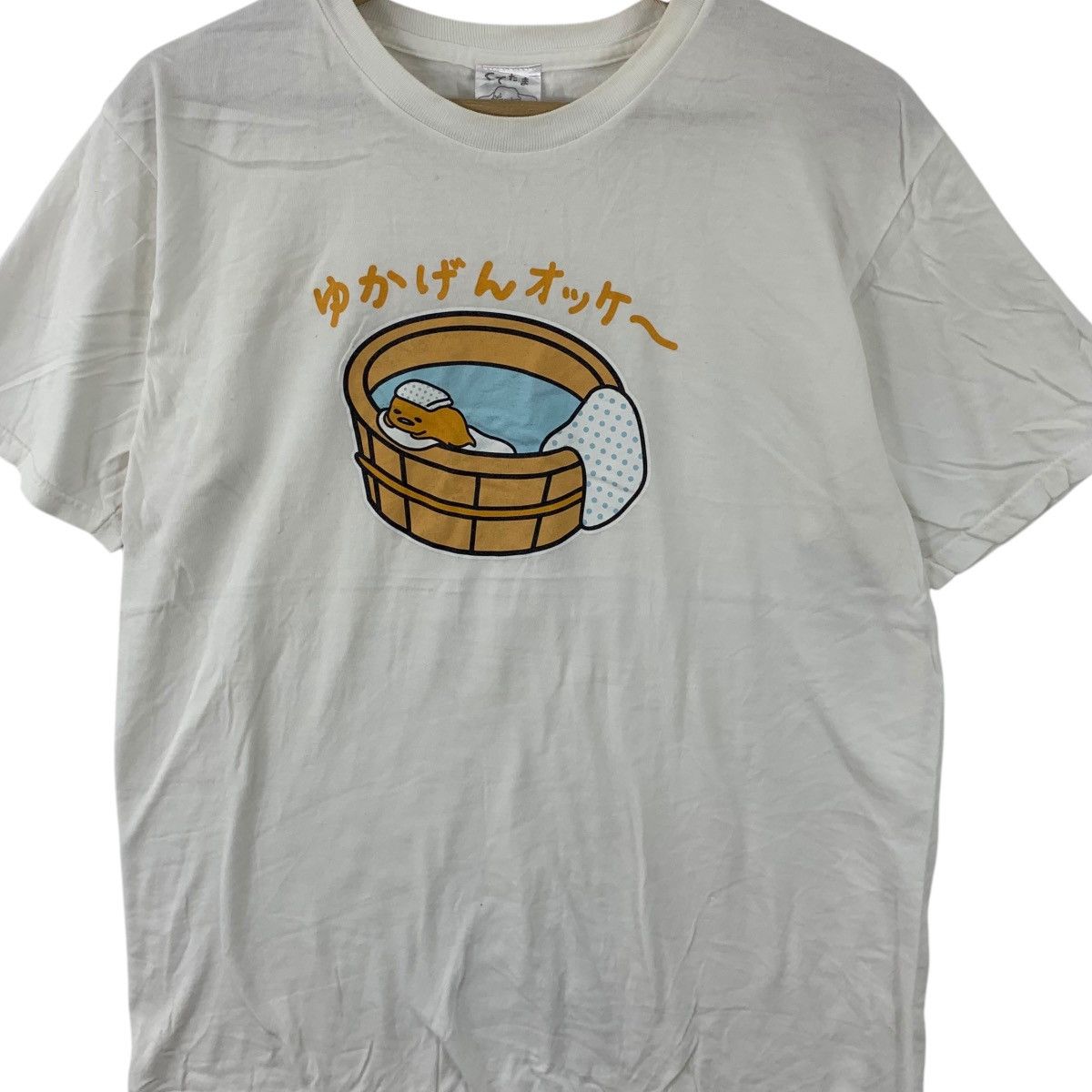 Vintage GUDETAMA AMY SANRIO Anthropomorphic Yolk Tee Shirt Top Size L / US 10 / IT 46 - 3 Thumbnail