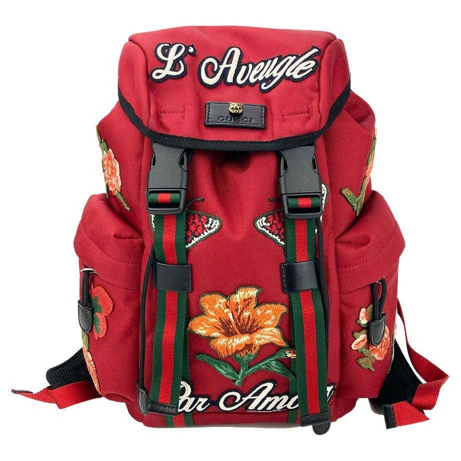 image of Gucci L'aveugle Par Amour Techpack Backpack in Red, Women's