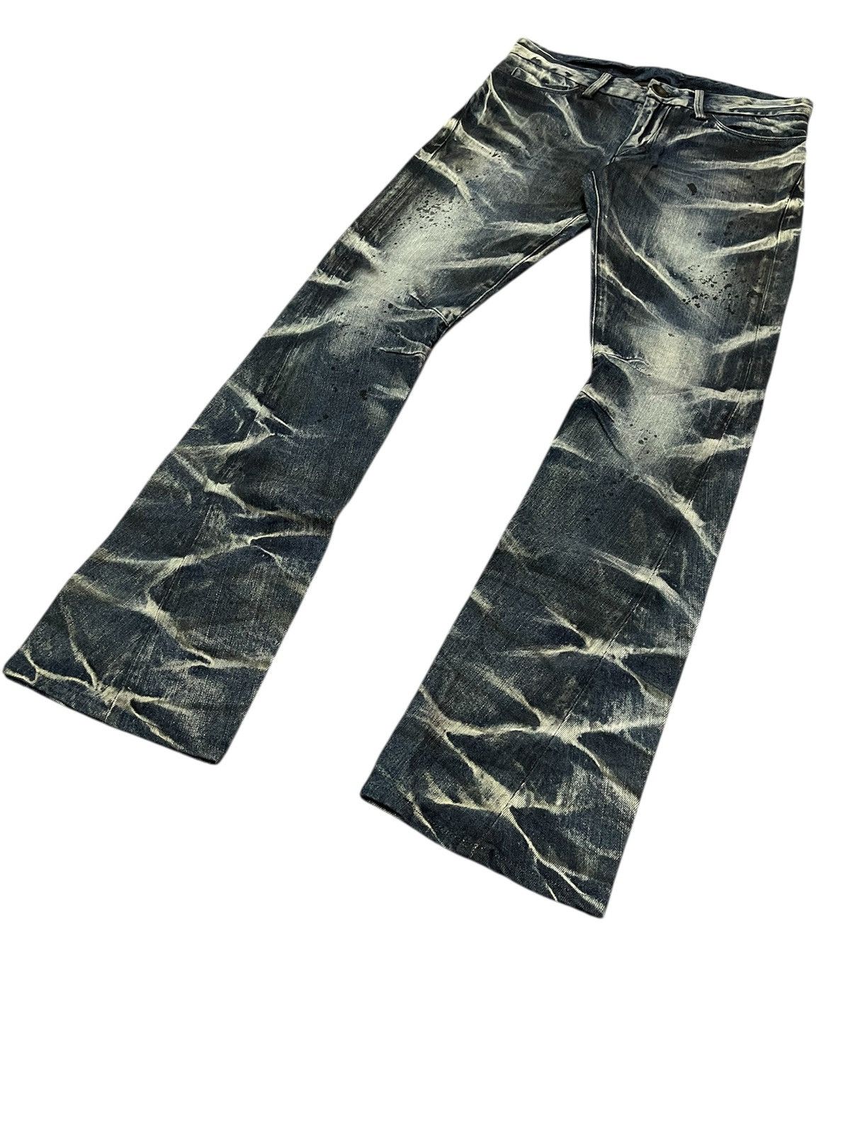 If Six Was Nine HOT ITEM🔥RARE JOHNY WOLF WHISKER ACID WASH FLARE DENIM JEANS Size US 31 - 5 Thumbnail
