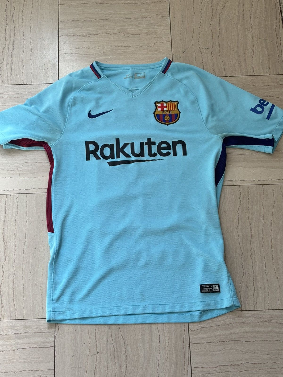 Nike BARCELONA 17-18 AUTHENTIC OUSMANE DEMBELE AWAY SHIRT Size US S / EU 44-46 / 1 - 2 Thumbnail