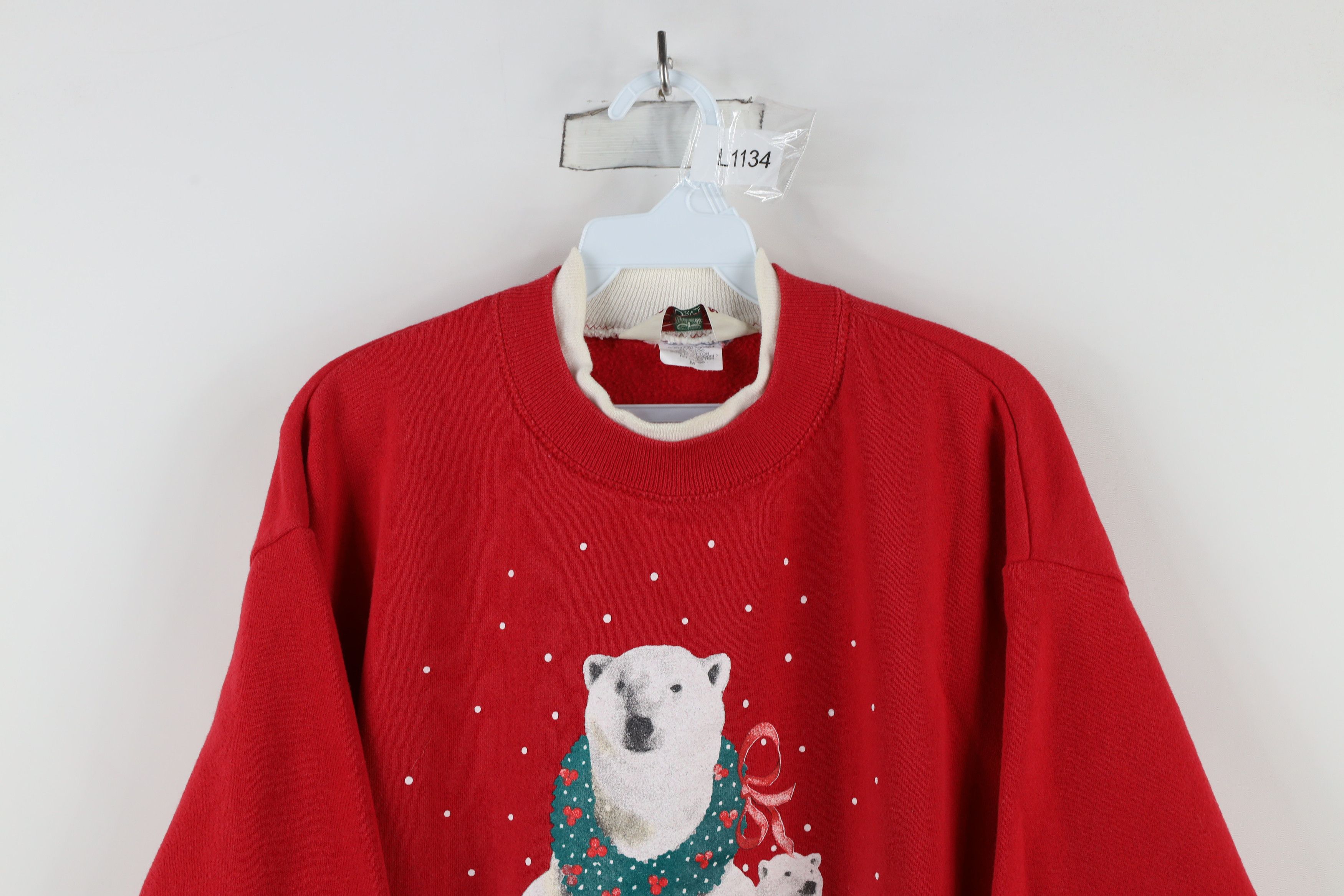 Orvis × Vintage Vintage 90s Orvis Christmas Polar Bear Sweatshirt Red USA Size M / US 6-8 / IT 42-44 - 2 Thumbnail