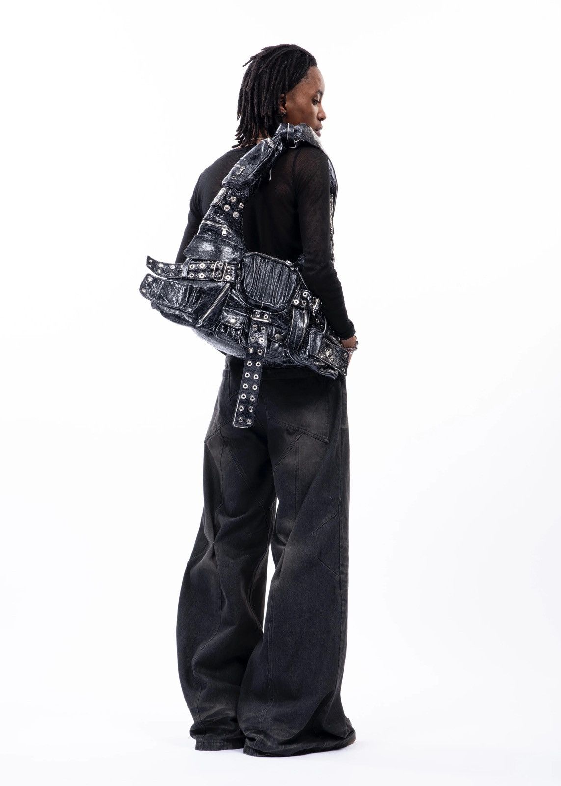 No Faith Studios MULTIPOCKET BAG CRACKED SHINY LEATHER 005 Size ONE SIZE - 5 Thumbnail
