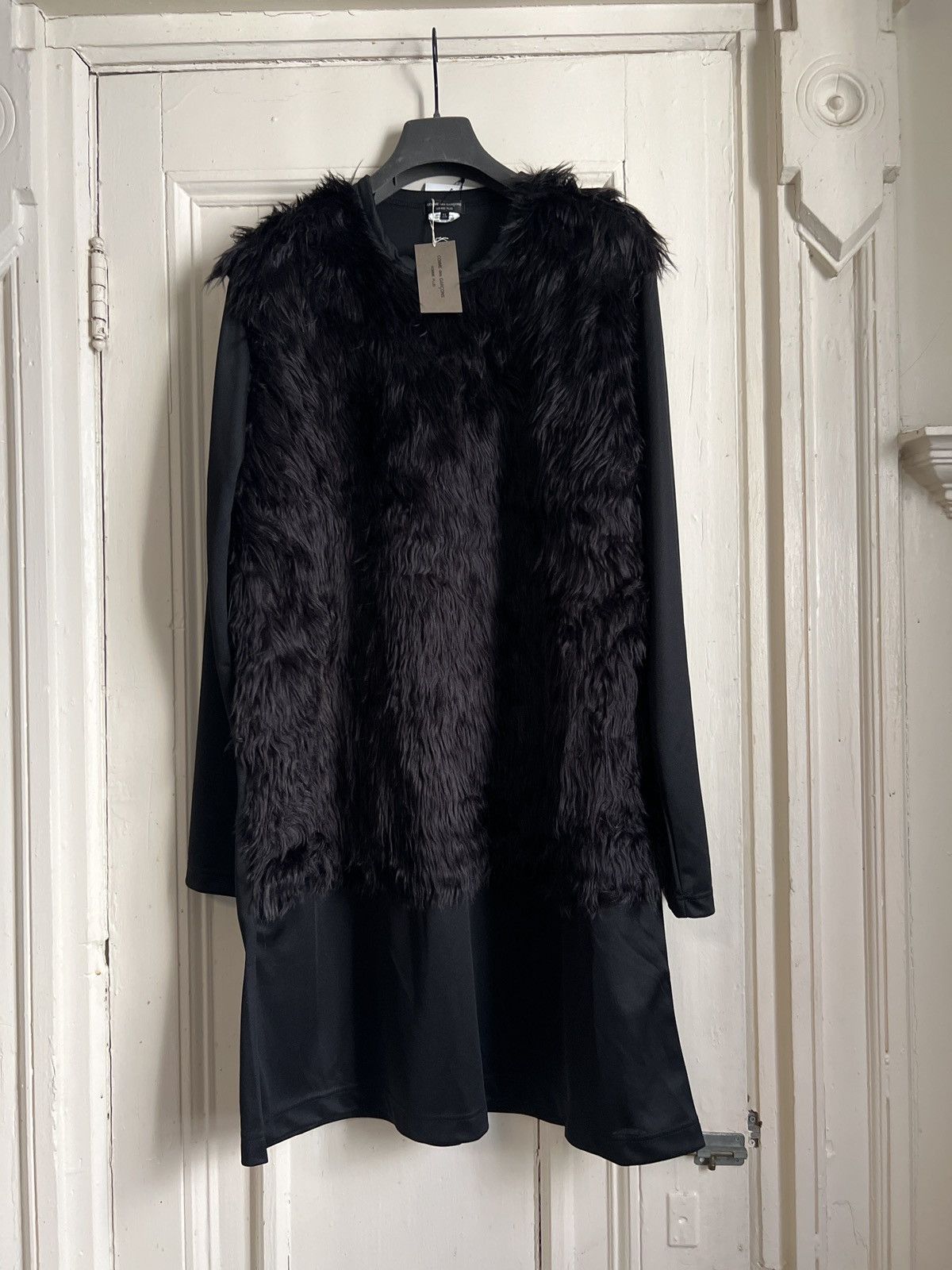 image of Comme Des Garcons Homme x Comme Des Garcons Homme Plus Black Crewneck Fur Long Sleeve T-Shirt (Size