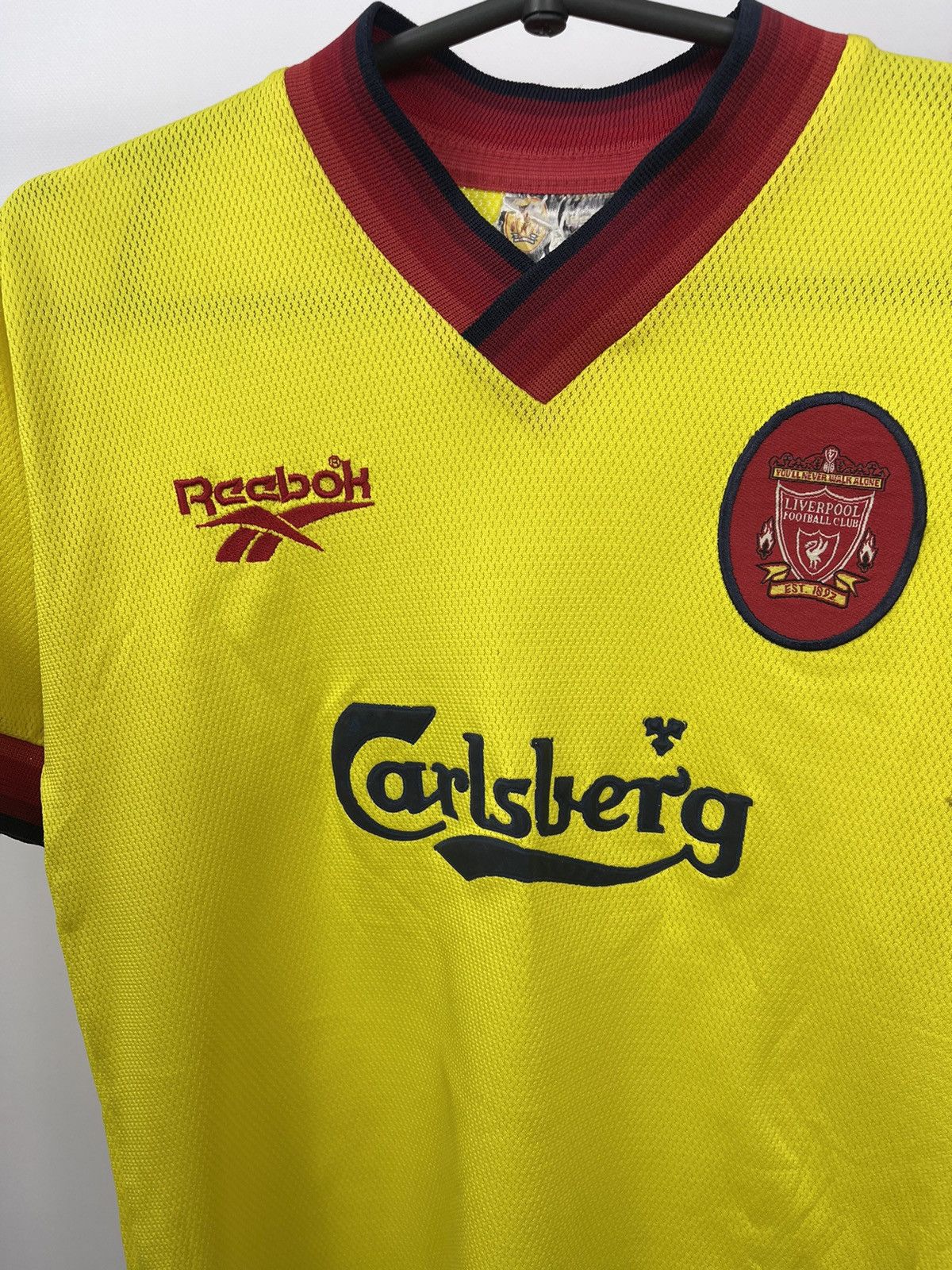 Reebok × Vintage Reebok Liverpool Jersey Size 30/32 Yellow Carlsberg 1997-99 Size US XS / EU 42 / 0 - 4 Thumbnail