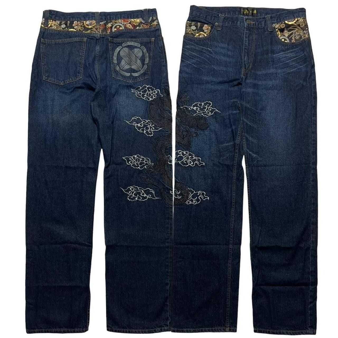 Japanese Brand Vintage Japanese Dragon Embroidery Denim Jeans - Waist: 34 Size US 34 / EU 50 - 1 Thumbnail