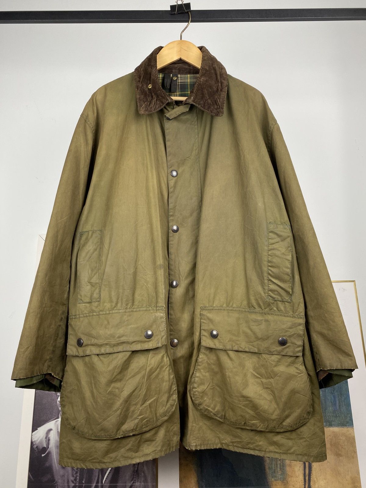 Barbour Vintage Sunfaded Barbour Border Waxed Jacket Made in England Size US XL / EU 56 / 4 - 1 Thumbnail