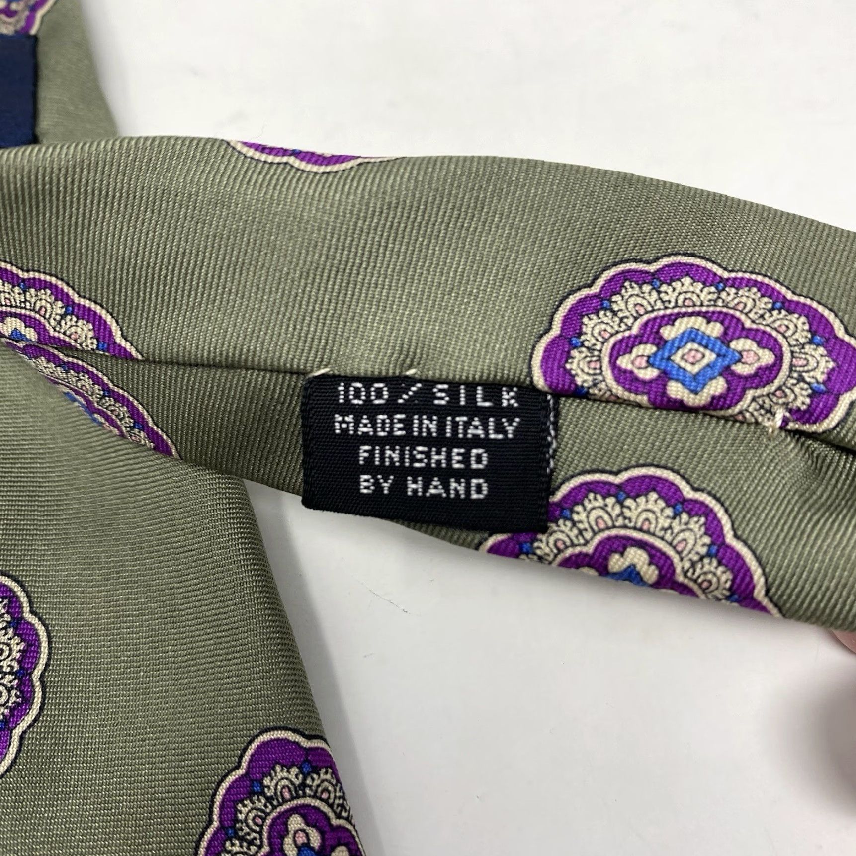 Vintage VINTAGE Kuppenheimer Tie Green Purple Medallion 100% Silk Hand Sewn in Italy Tie Men Classic 57"-60" Abstract Geometric Size ONE SIZE - 5 Thumbnail