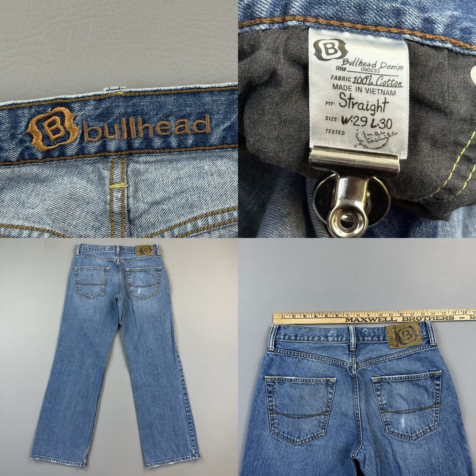 Denime VINTAGE Bullhead Jeans Mens 29x30 29x29 Medium Wash Denim Straight Skate Y2K Size US 29 - 8 Thumbnail