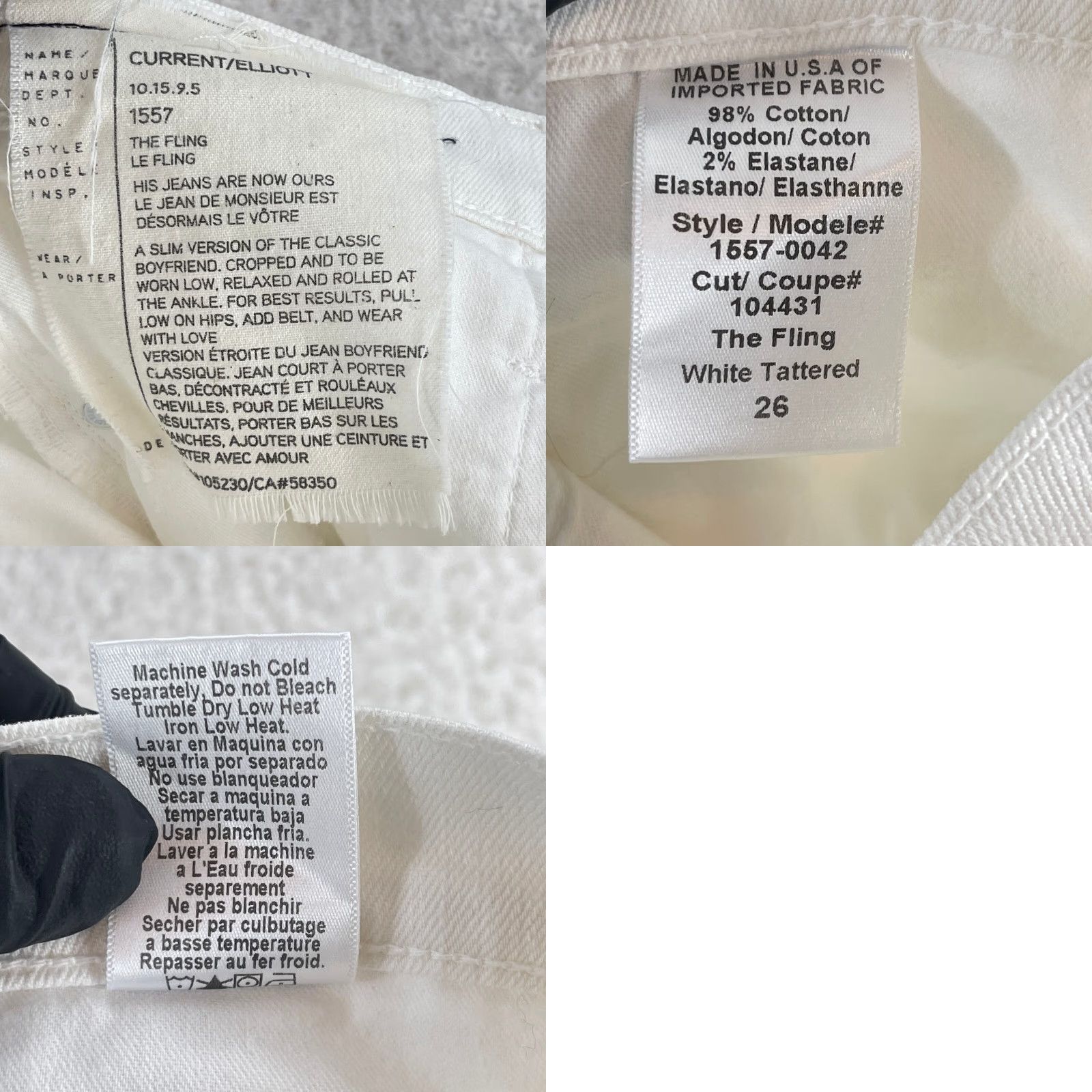 Vintage Current/Elliott The Fling Cropped Jeans Womens Size 26 White Mid-Rise Jeans Size 26" / US 2 / IT 38 - 9 Thumbnail