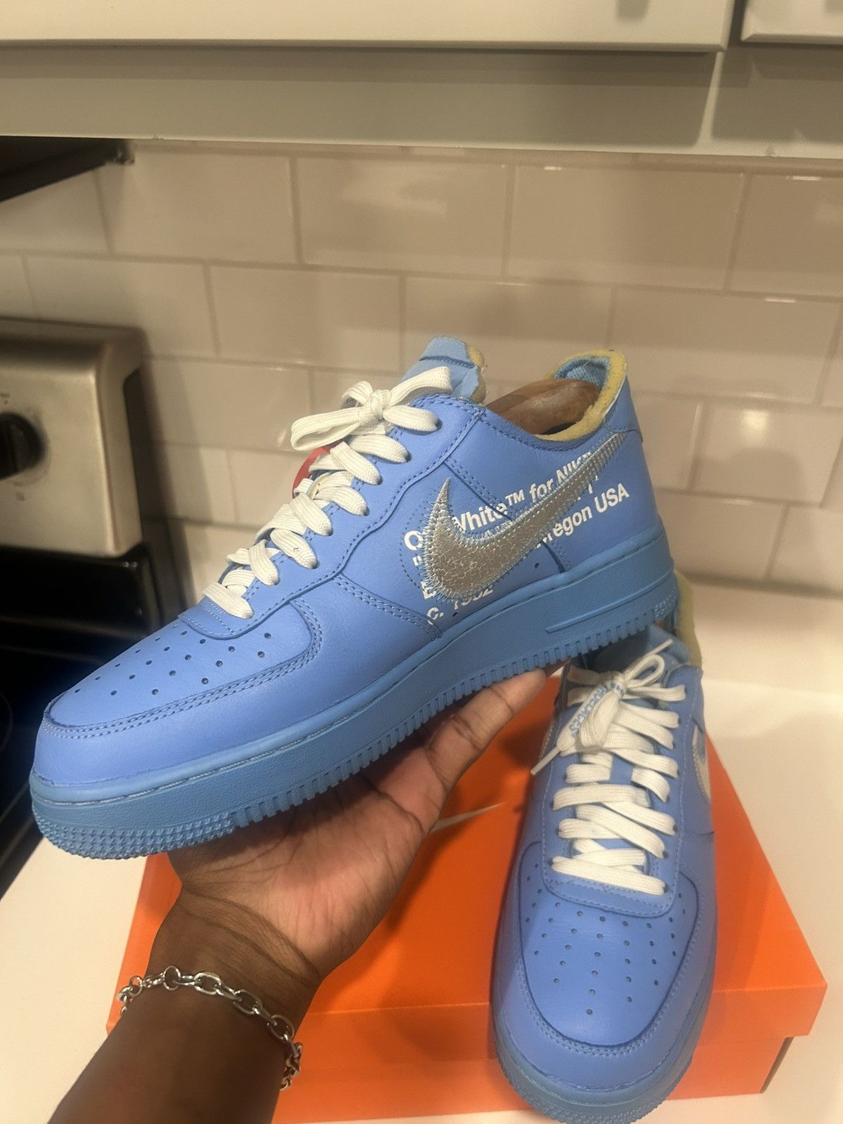 Nike × Off-White Off White Air Force 1 MCA University Blue Size US 7.5 / EU 40-41 - 5 Thumbnail