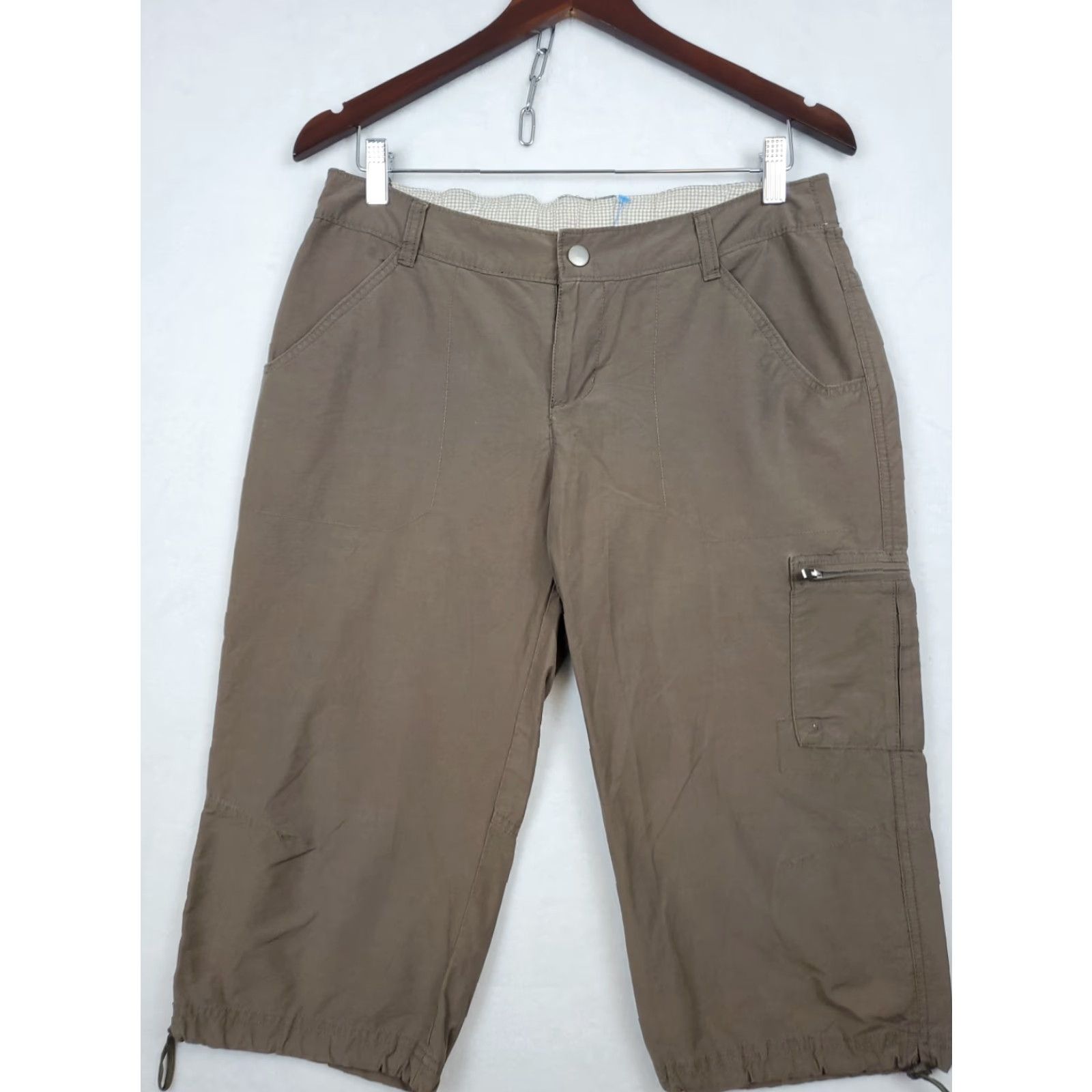 Vintage Columbia Pants Women 8 Brown Cropped Straight Leg Cargo Pockets Outdoor Casual Machine Washable Nylon Blend Signature? Size 30" / US 8 / IT 44 - 2 Thumbnail