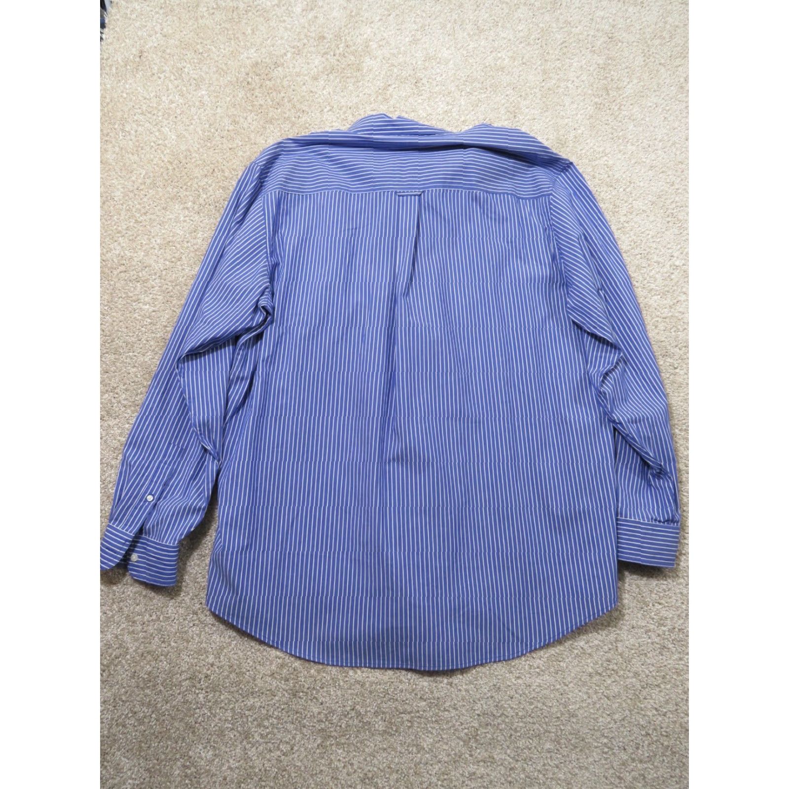 Chaps NWT Chaps Button-Down Shirt 2XLT Blue White Stripe Long Sleeve Cotton Woven Easy Care Embroidered Pocket Mens Size US XXL / EU 58 / 5 - 6 Thumbnail