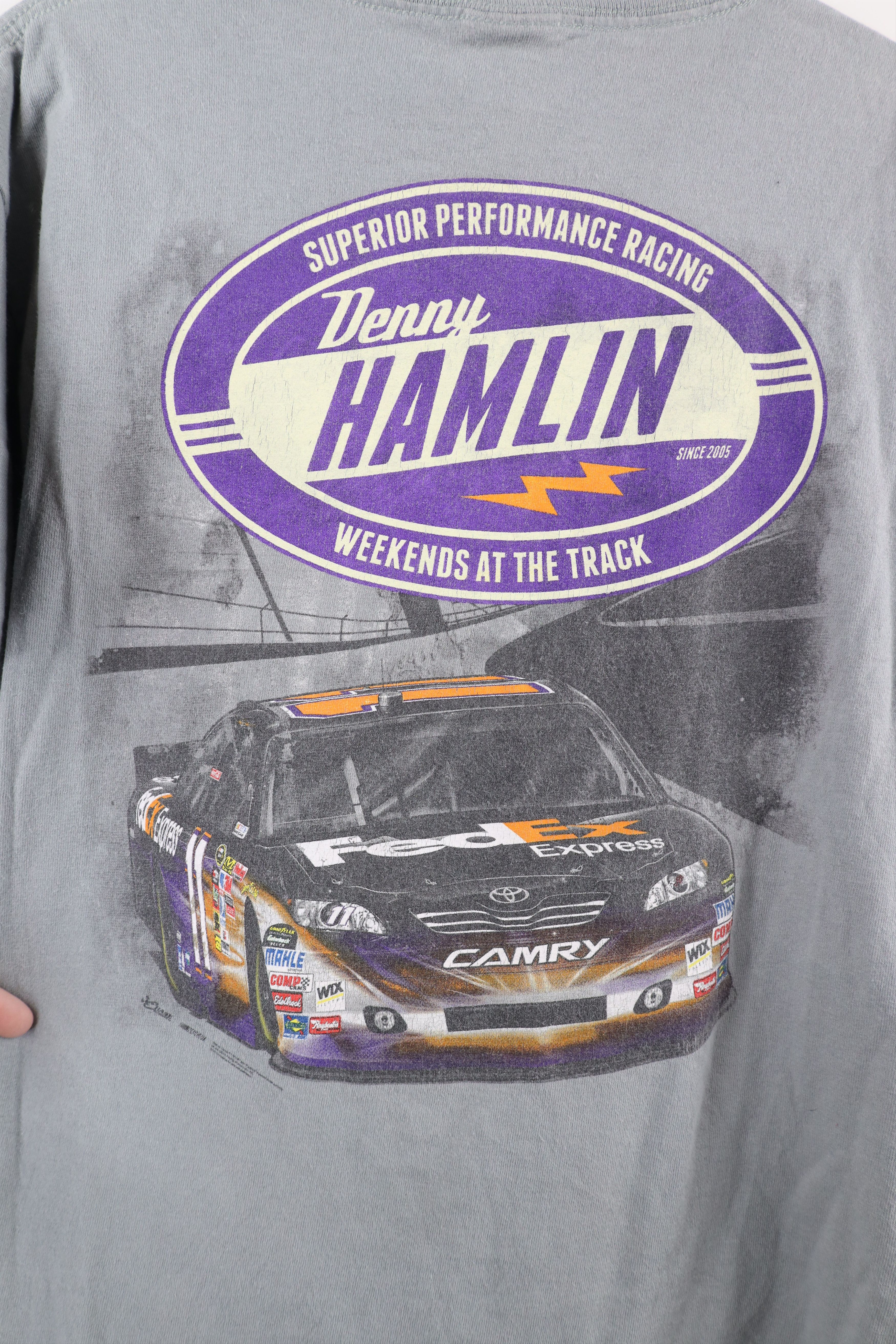 Vintage Vintage NASCAR Distressed Denny Hamlin Racing T-Shirt Gray Size US M / EU 48-50 / 2 - 10 Thumbnail