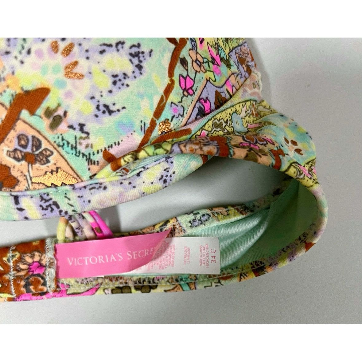Victoria's Secret Pastel Paisley Boho Push-Up Bikini Top Swimwear Size 34C 🩵✨ Size M / US 6-8 / IT 42-44 - 6 Thumbnail