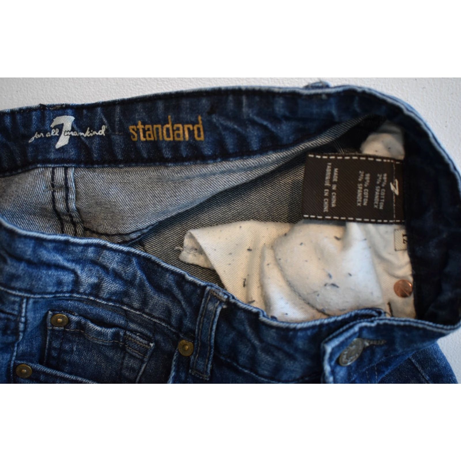 7 For All Mankind 7 For All Mankind Jeans Womens 26x27 Straight Leg Regular Rise Mid Inseam 27 Blue Cotton Blend Denim Size 12 XS? Wait Size 26" / US 2 / IT 38 - 6 Thumbnail