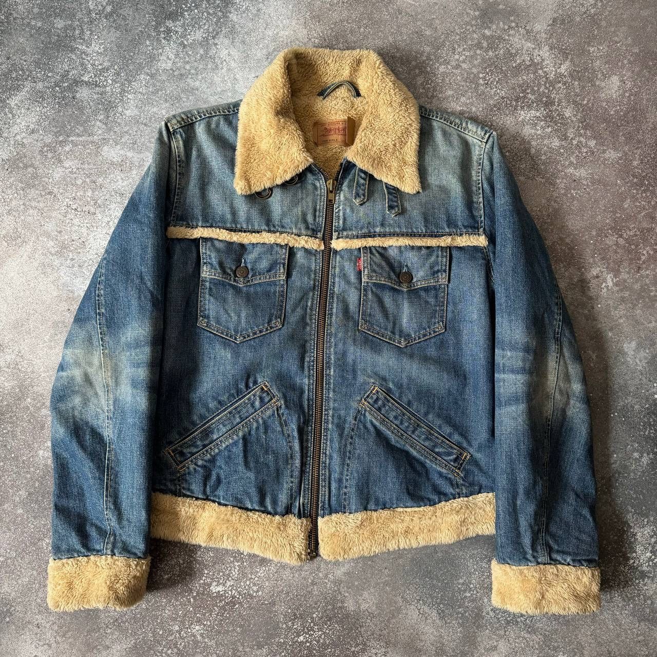 image of Levis x Levis Vintage Clothing Levi’S Vintage Amazing Washed Denim Sherpa Jacket in Blue, Women's (
