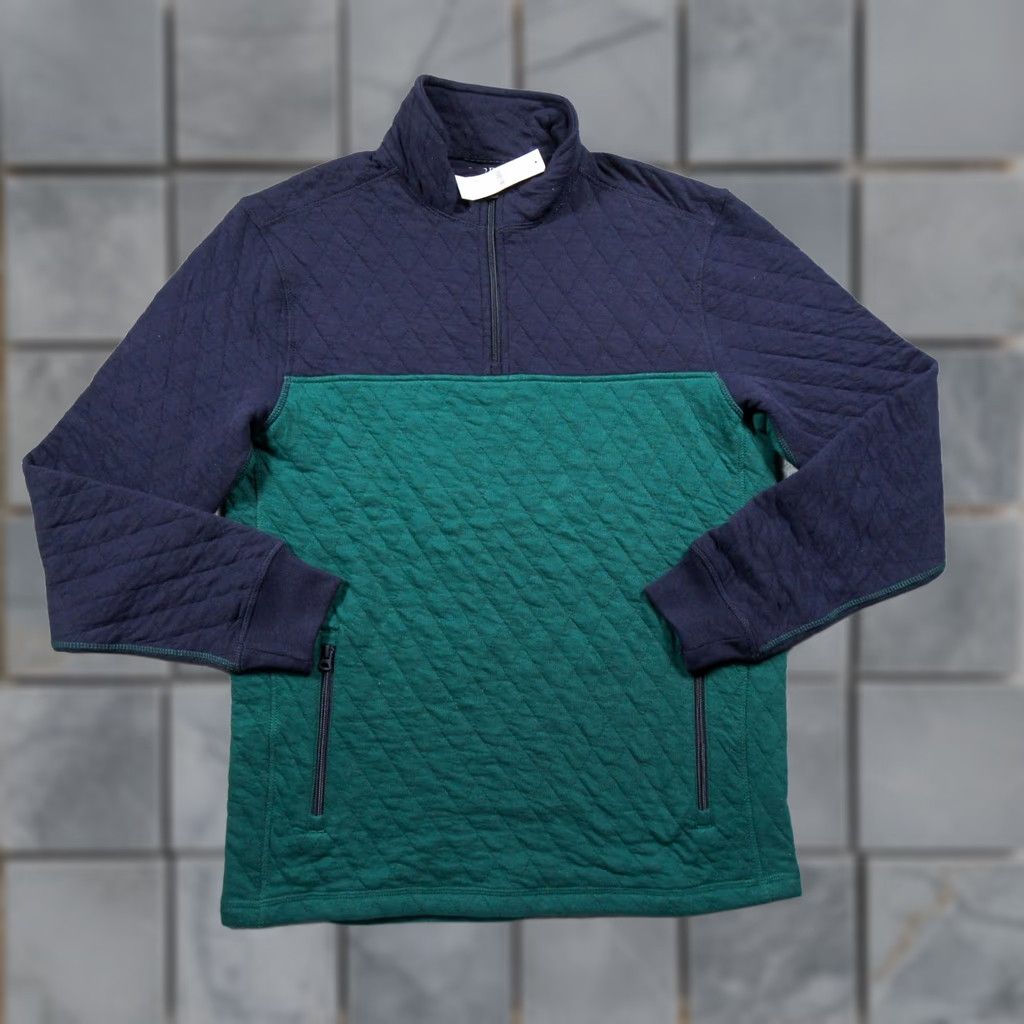 J.Crew JCrew Sweatshirt Mens Medium Green Colorblock Quilted 1/4 Zip Sweater NEW Size US M / EU 48-50 / 2 - 1 Thumbnail