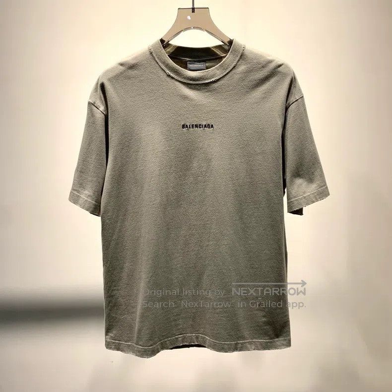 Balenciaga Front Embroidered Letter Short-Sleeve