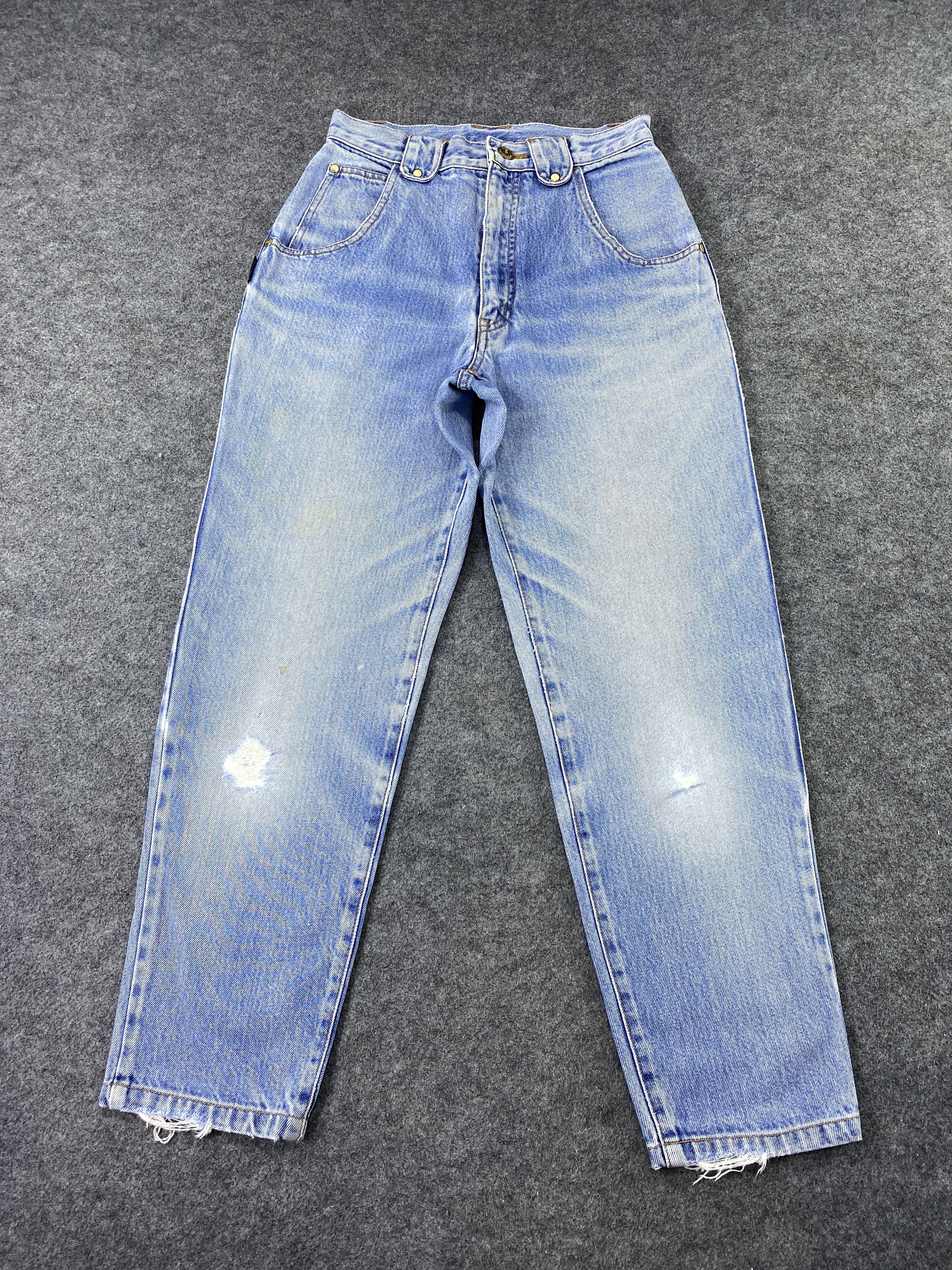 Trussardi Vintage Baggy Trussardi Distressed Blue Wash Jeans - J1124 Size 26" / US 2 / IT 38 - 2 Thumbnail
