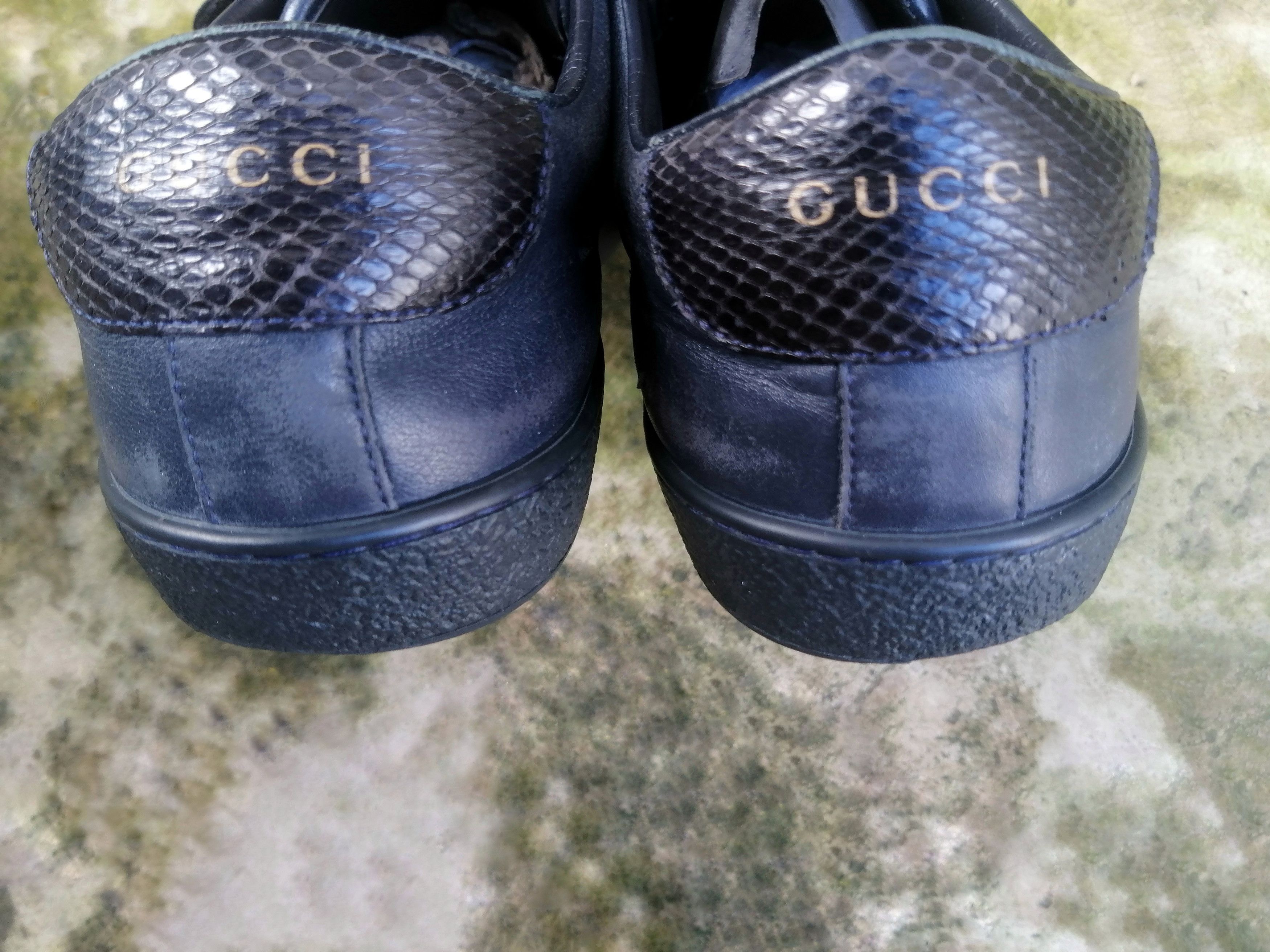 Gucci Gucci Ace Dark Blue Leather Low Sneakers Size 9.5 Size US 9.5 / EU 42-43 - 8 Thumbnail