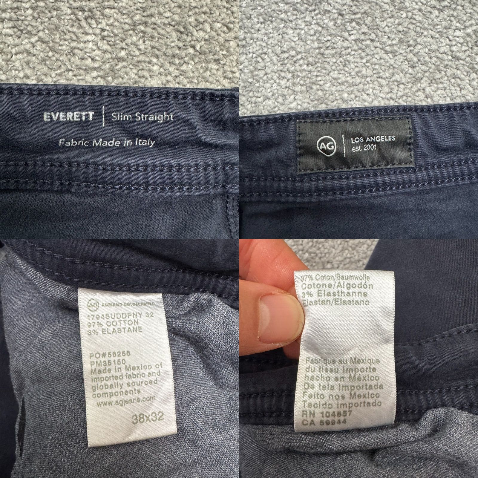 Vintage AG Adriano Goldschmied The Everett Slim Straight Chino Pants Mens 38x32 Blue Size US 38 / EU 54 - 8 Thumbnail