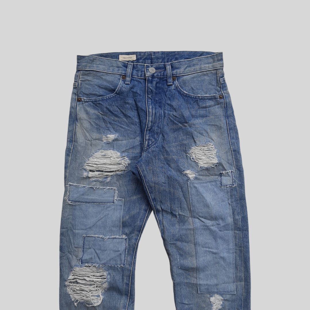 Hysteric Glamour × Le Grande Bleu (L.G.B.) × Tornado Mart Inpaichthys Kerri trashed patch work selvedge jean Size US 28 / EU 44 - 3 Thumbnail