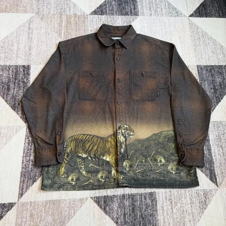 Neighborhood Neighborhood Tiger Oil Painting Plaid Shirt Size US S / EU 44-46 / 1 - 1 Thumbnail