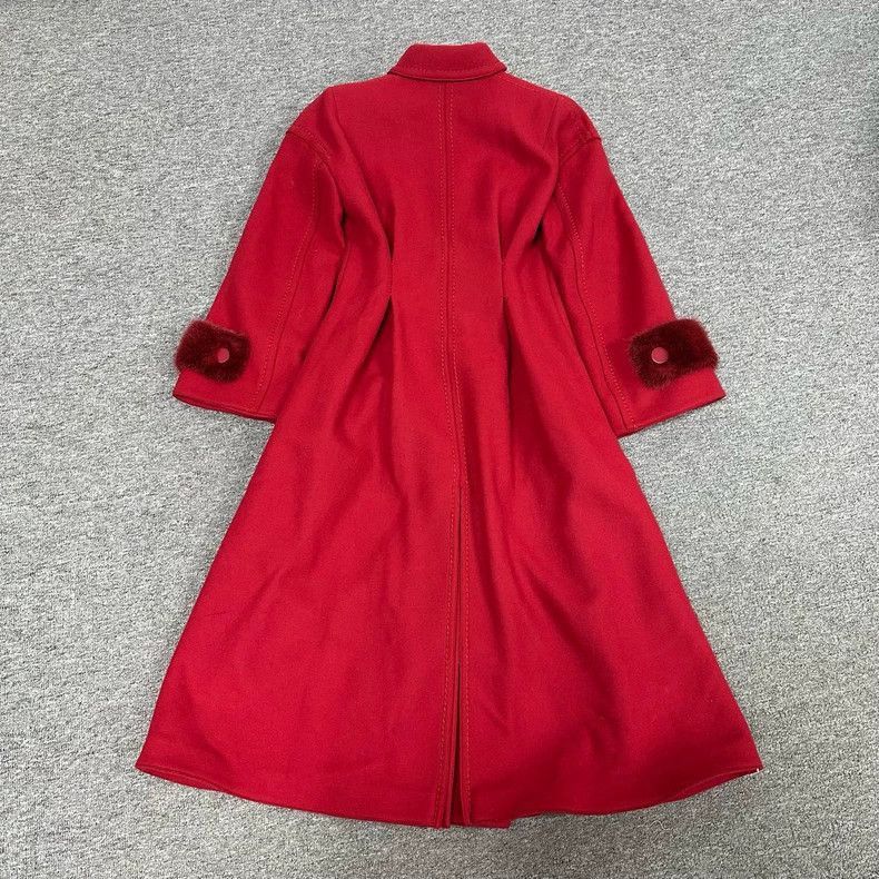 Fendi Fendi Red Wool Faux Fur Coat Size US M / EU 48-50 / 2 - 2 Thumbnail