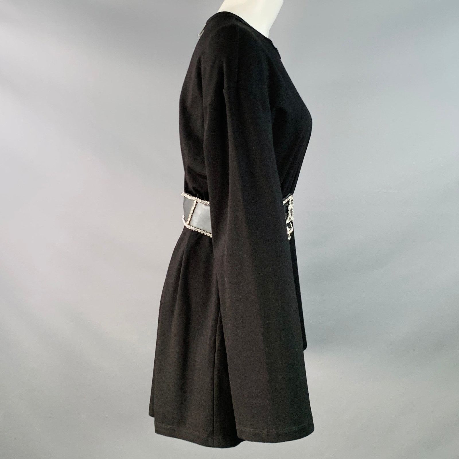 Area AREA Size M Black Silver Crystal Studded Belted Mini Dress Size M / US 6-8 / IT 42-44 - 3 Thumbnail