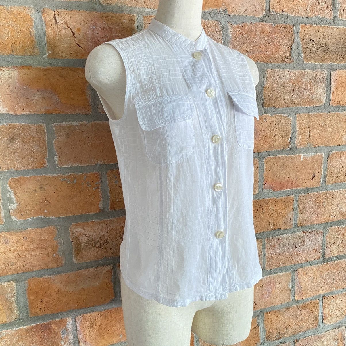 Armani ARMANI JEANS White Sleeveless Mandarin Collar Top Size S / US 4 / IT 40 - 11 Thumbnail