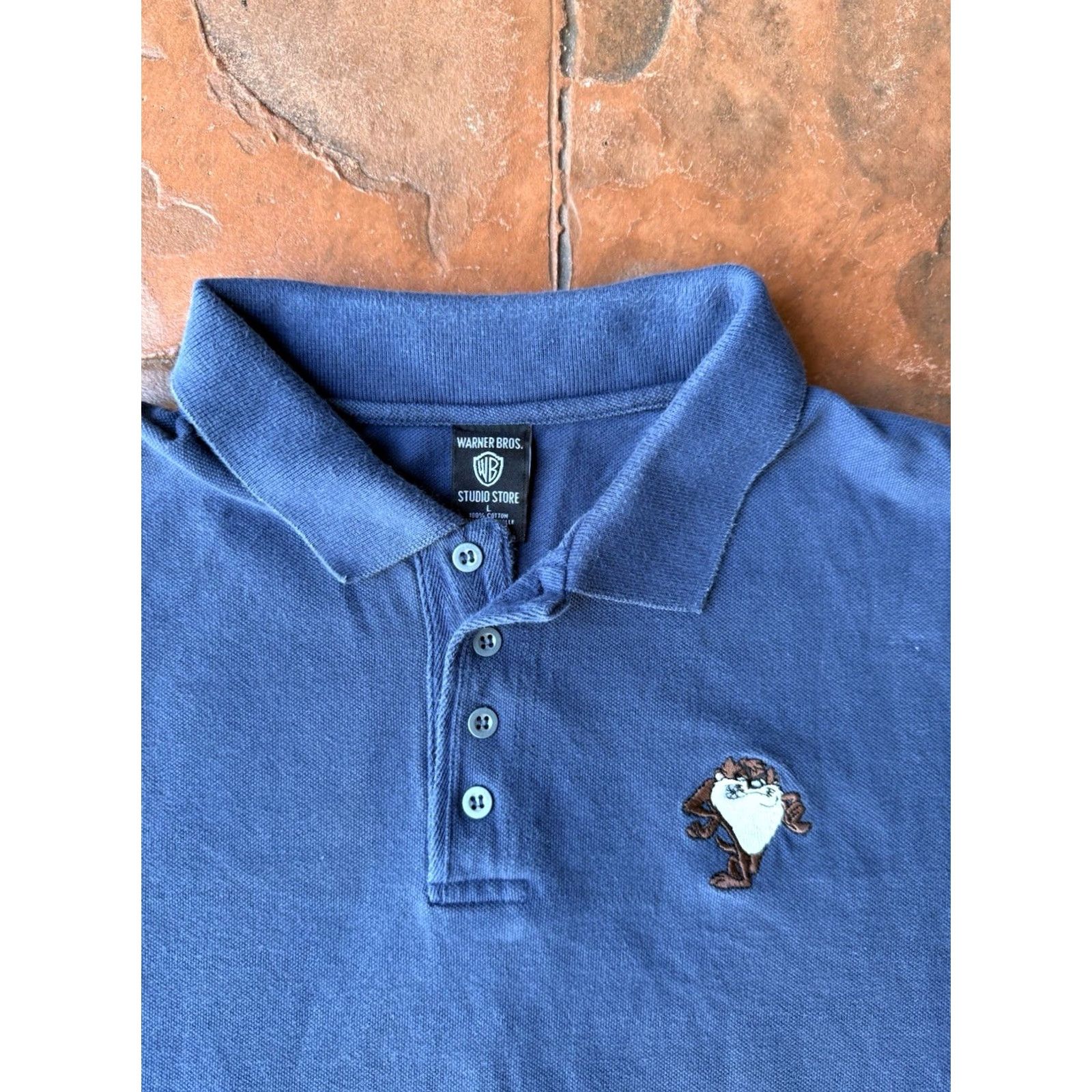 Vintage VINTAGE Warner Bros Polo Shirt Tasmanian Devil Taz 90s Men Large Blue Cartoons Tee? Size US L / EU 52-54 / 3 - 2 Thumbnail