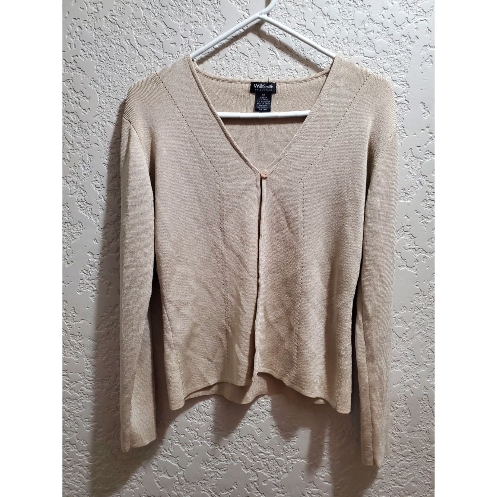 Willi Smith Willi Smith Collection Blouse Womens Medium Top Beige Single Button Rayon/Polyester Size M / US 6-8 / IT 42-44 - 5 Thumbnail